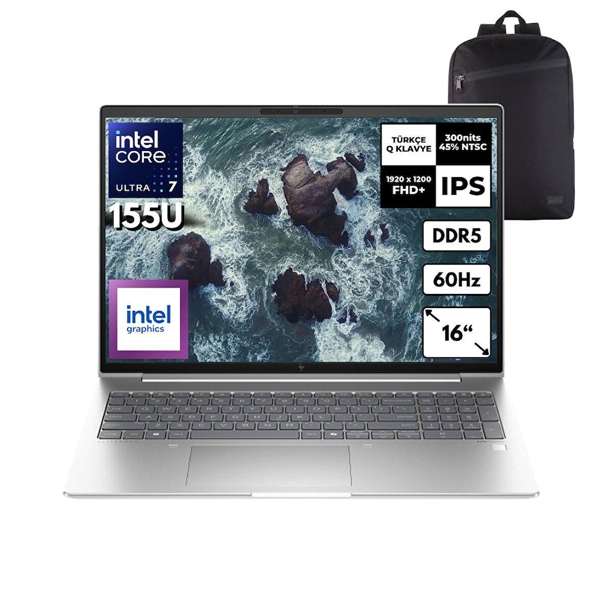 HP EliteBook 660 G11 Ultra 7 155U 16-GBDDR5 512 GBSSD Intel Graphics 16" WUXGA Windows 10 Pro + HMF Sırt Çantası 9C004EAHMF23