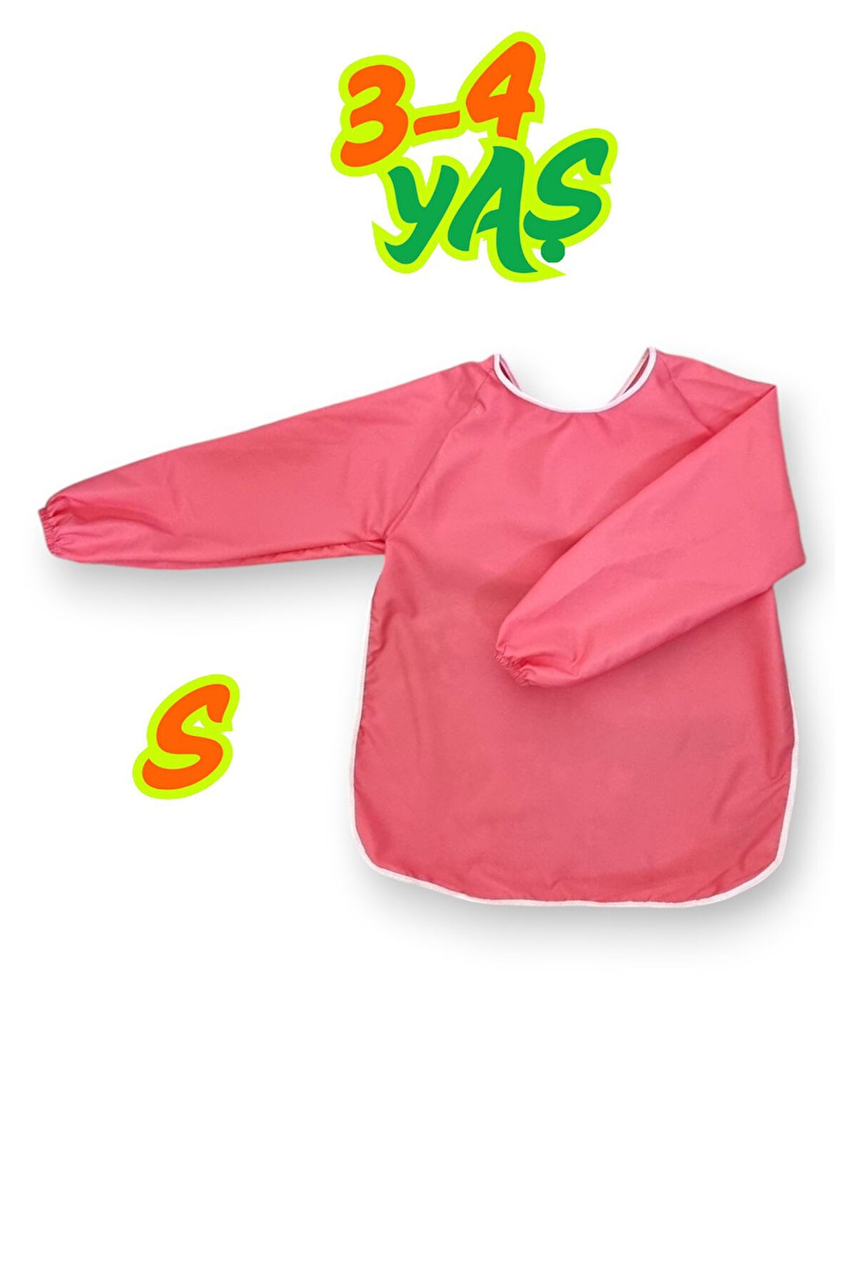 Pembe Sıvı Geçirmez Boyama Önlüğü S Beden 3-4 Yaş