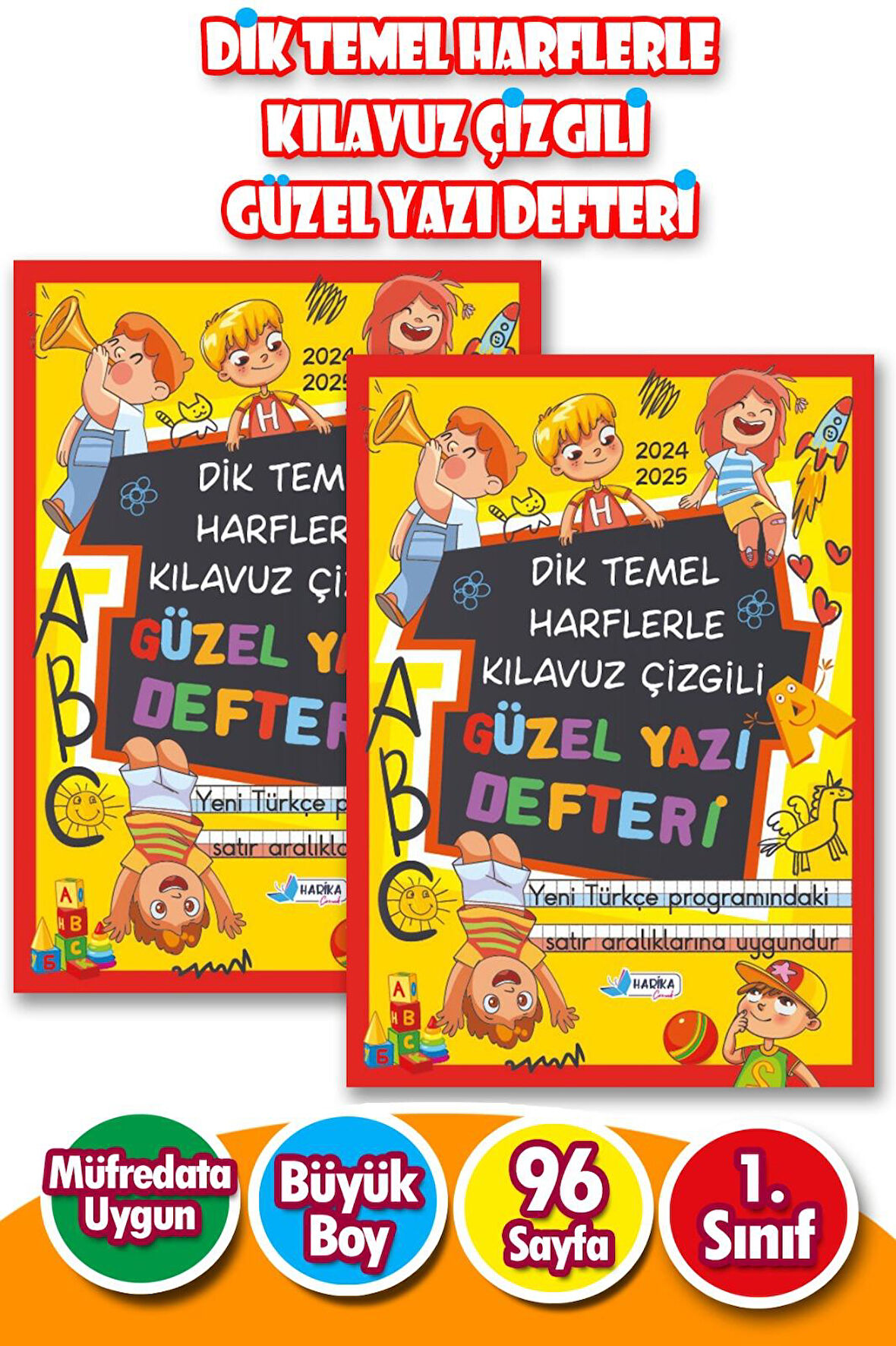 Dik Temel Harflere Uygun Güzel Yazı Defteri - 1.Sınıf - 96 Sayfa - Büyük Boy- 2 Adet