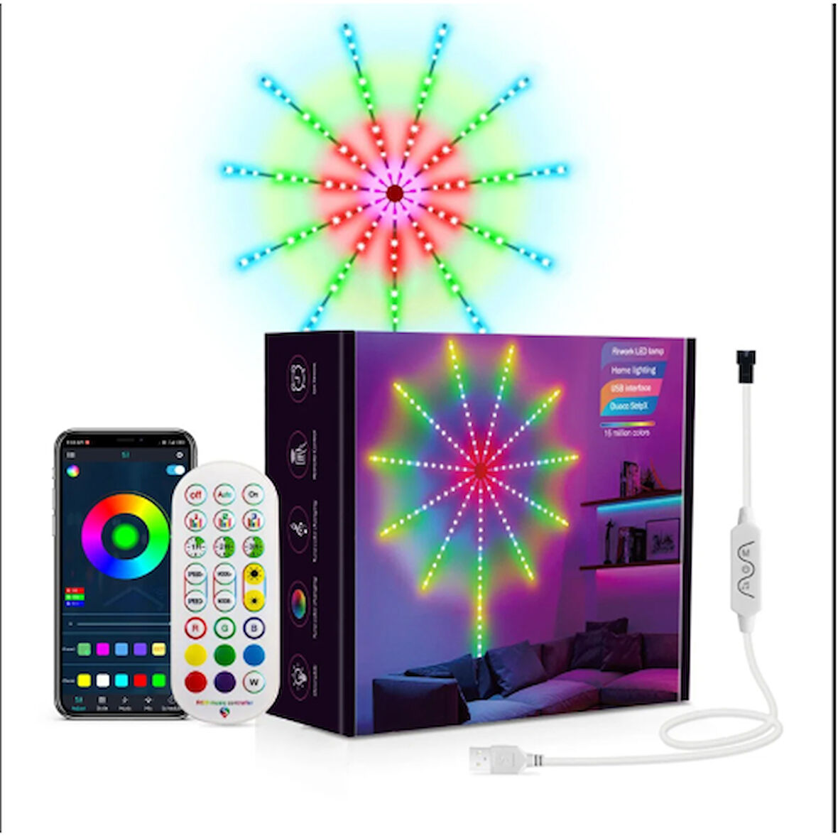 Periboia RGB Firework LED Duvar Lambası