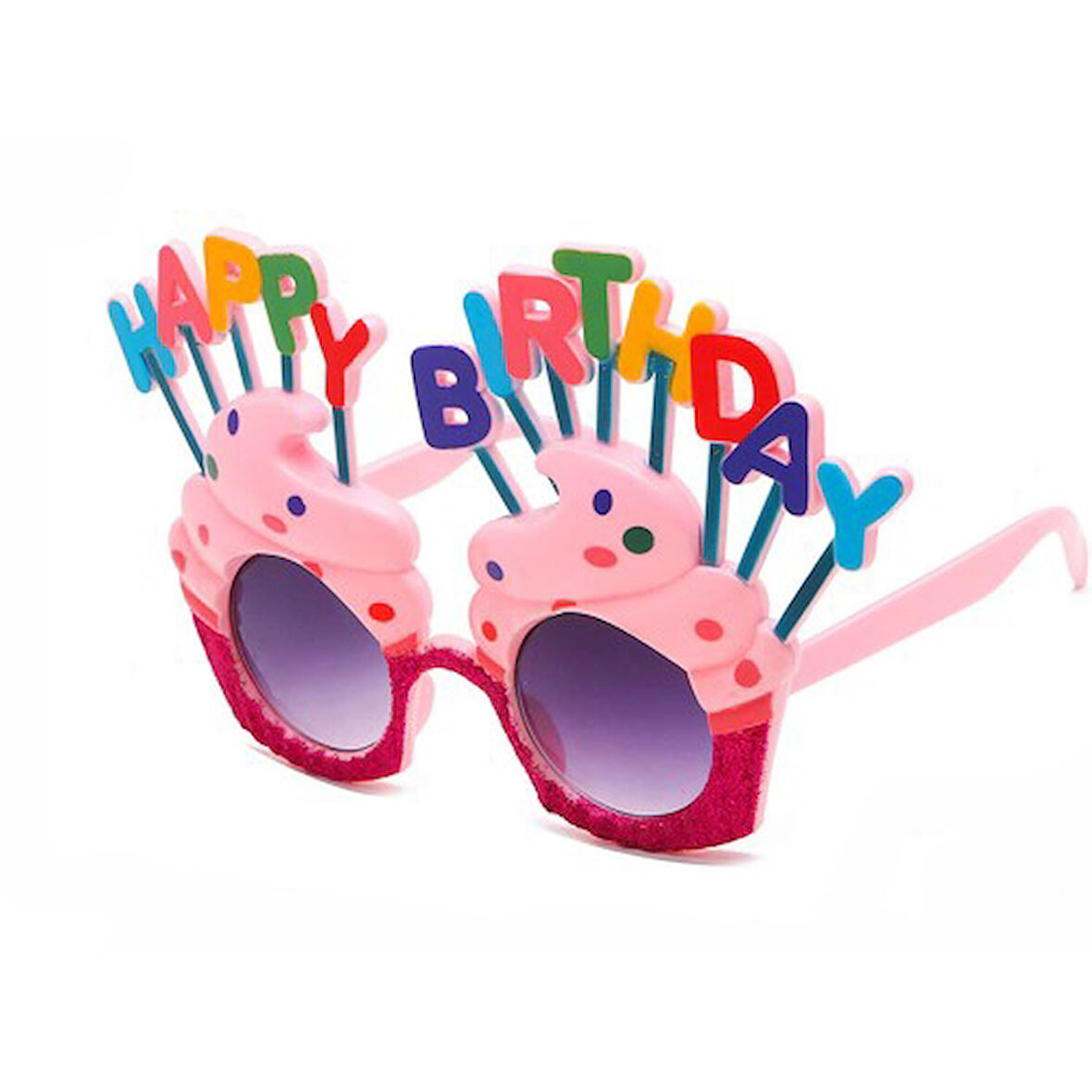 Periboia Happy Birthday Yazılı Pembe Fuşya Parti Gözlüğü