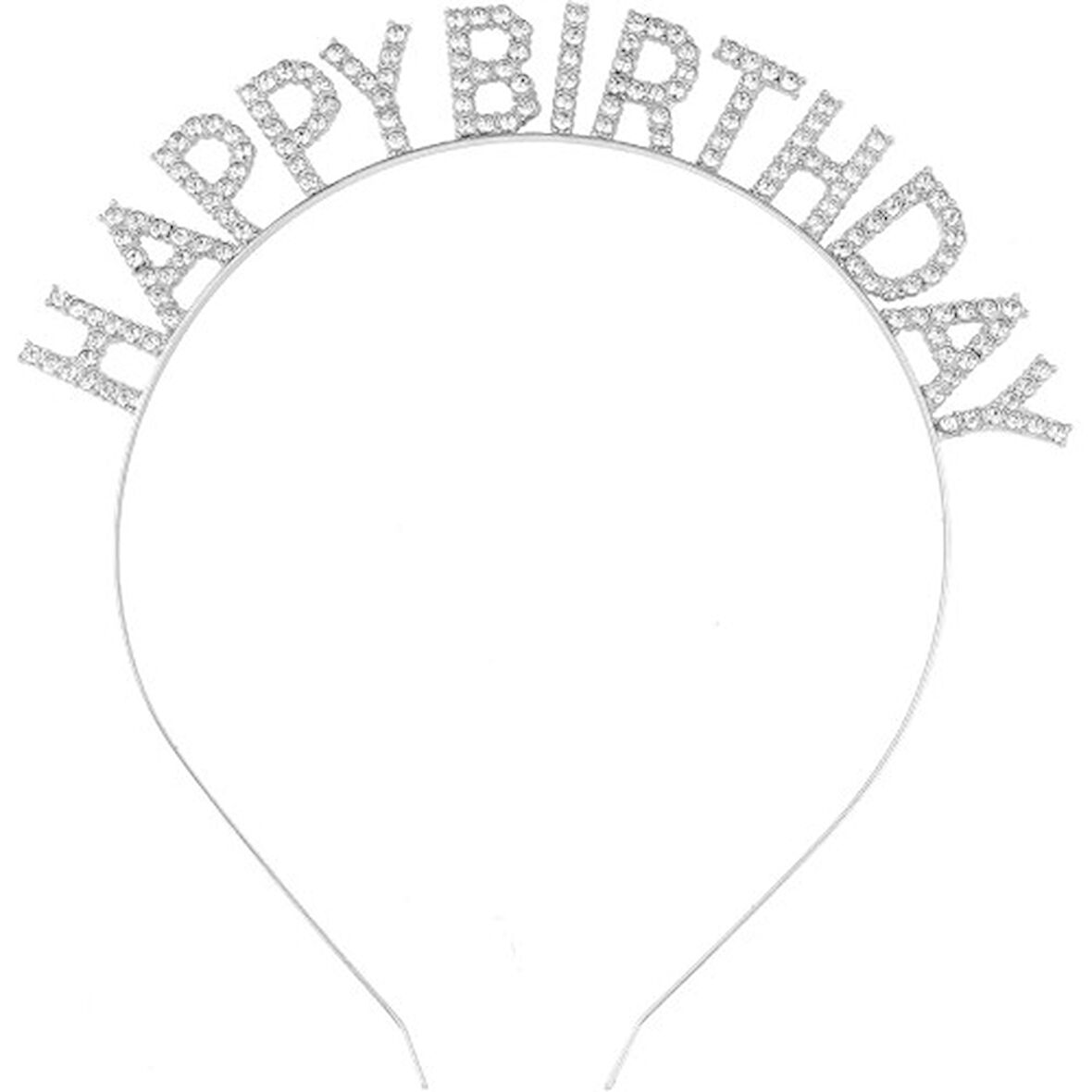 Periboia Gümüş Kristal Taşlı Happy Birthday Tacı