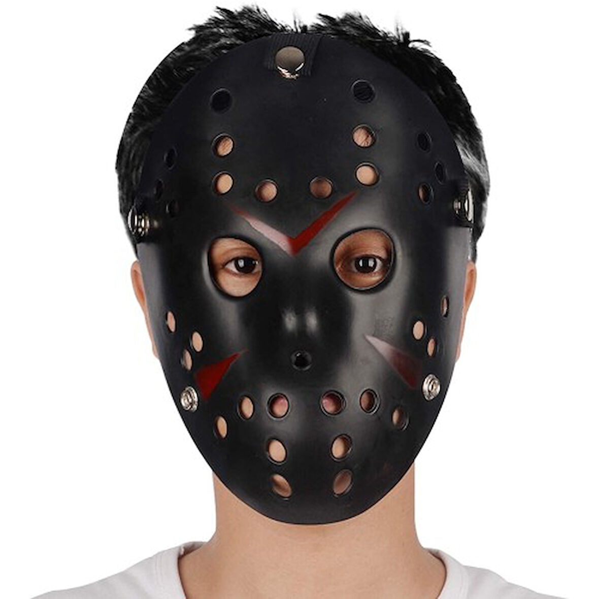 Periboia Siyah Kırmızı Çizgili Jason Hannibal Maskesi