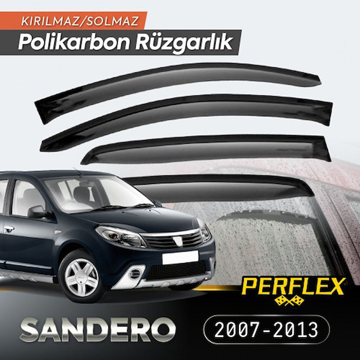 Periboia Dacia Sandero 2007-2013 Cam Rüzgarlığı V2 Düz