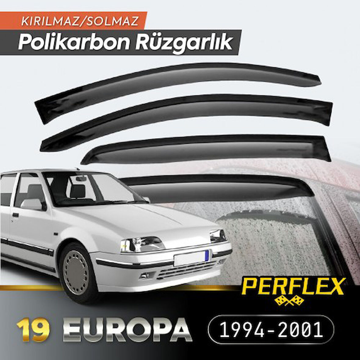 Periboia Renault 19 Europa 1994-2001 Cam Rüzgarlığı V2 Düz