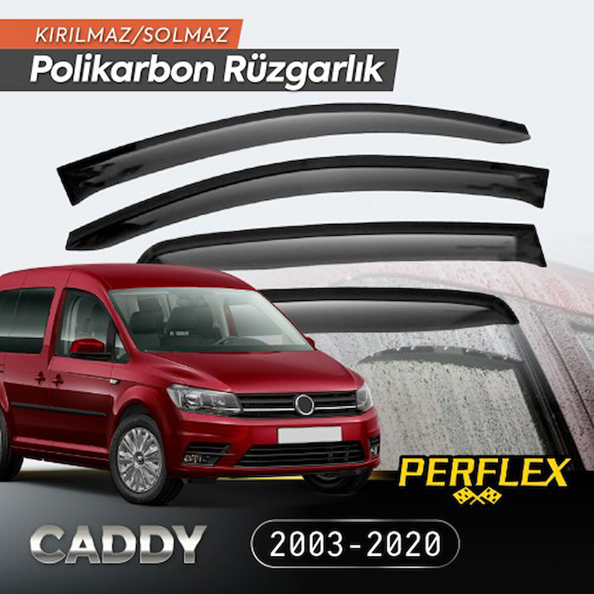 Periboia VW Caddy 2003-2020 Cam Rüzgarlığı V2 Mugen