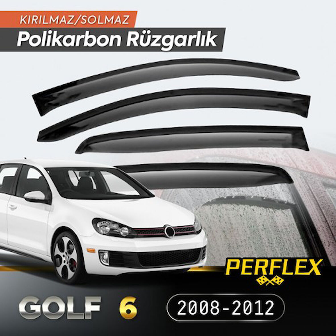 Periboia VW Golf 6 2008-2012 Cam Rüzgarlığı V2 Düz