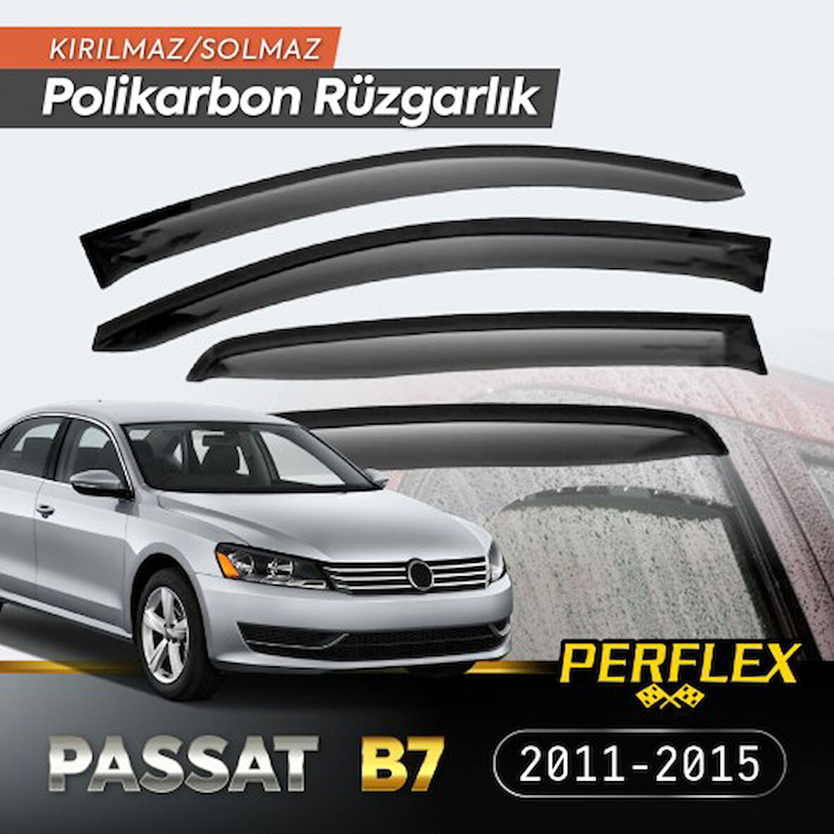 Periboia VW Passat B7 2011-2015 Cam Rüzgarlığı V2 Düz