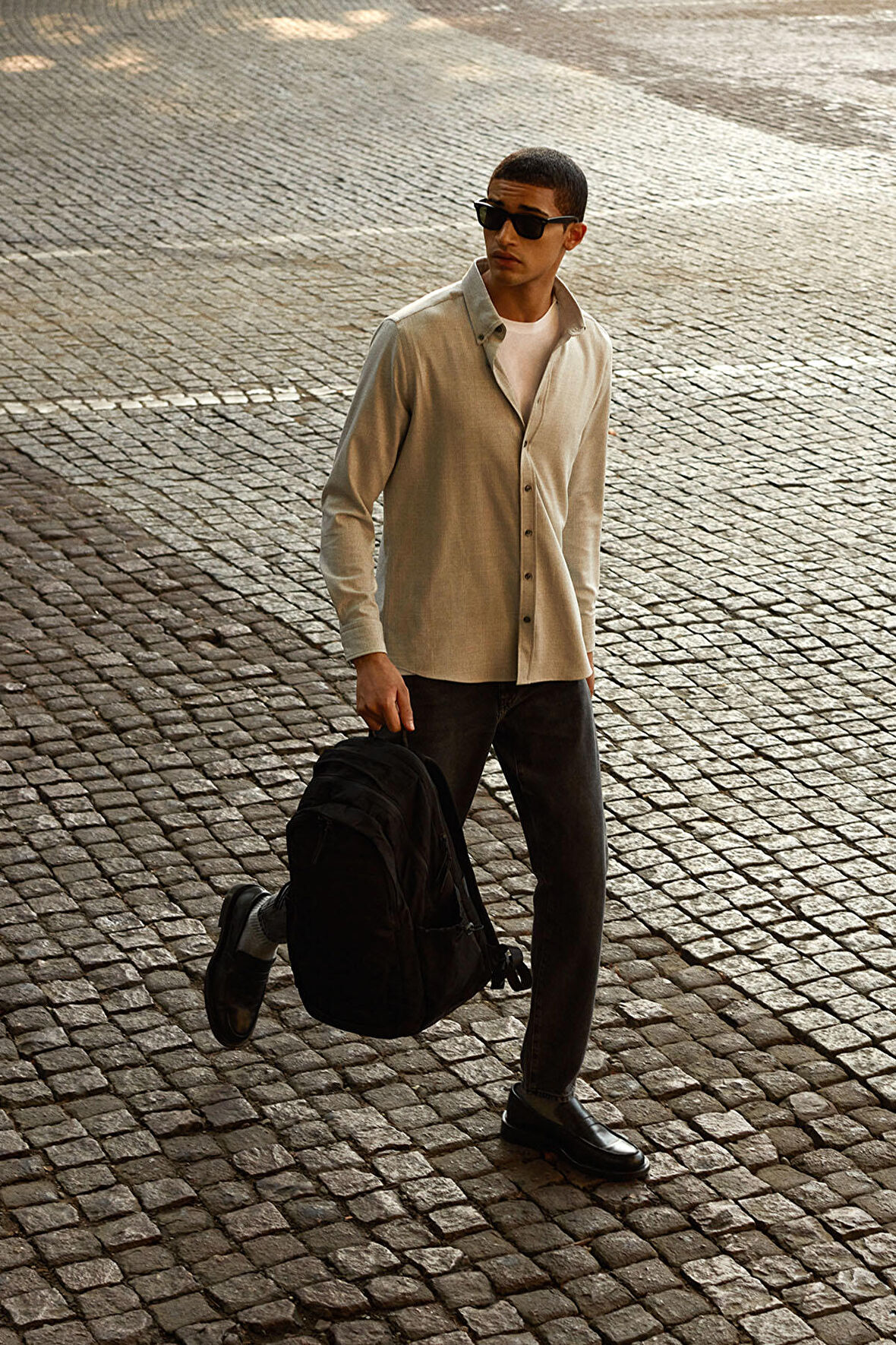 Oxford Slim Fit Dar Kesim Düğmeli Yaka Kareli Esnek Gömlek