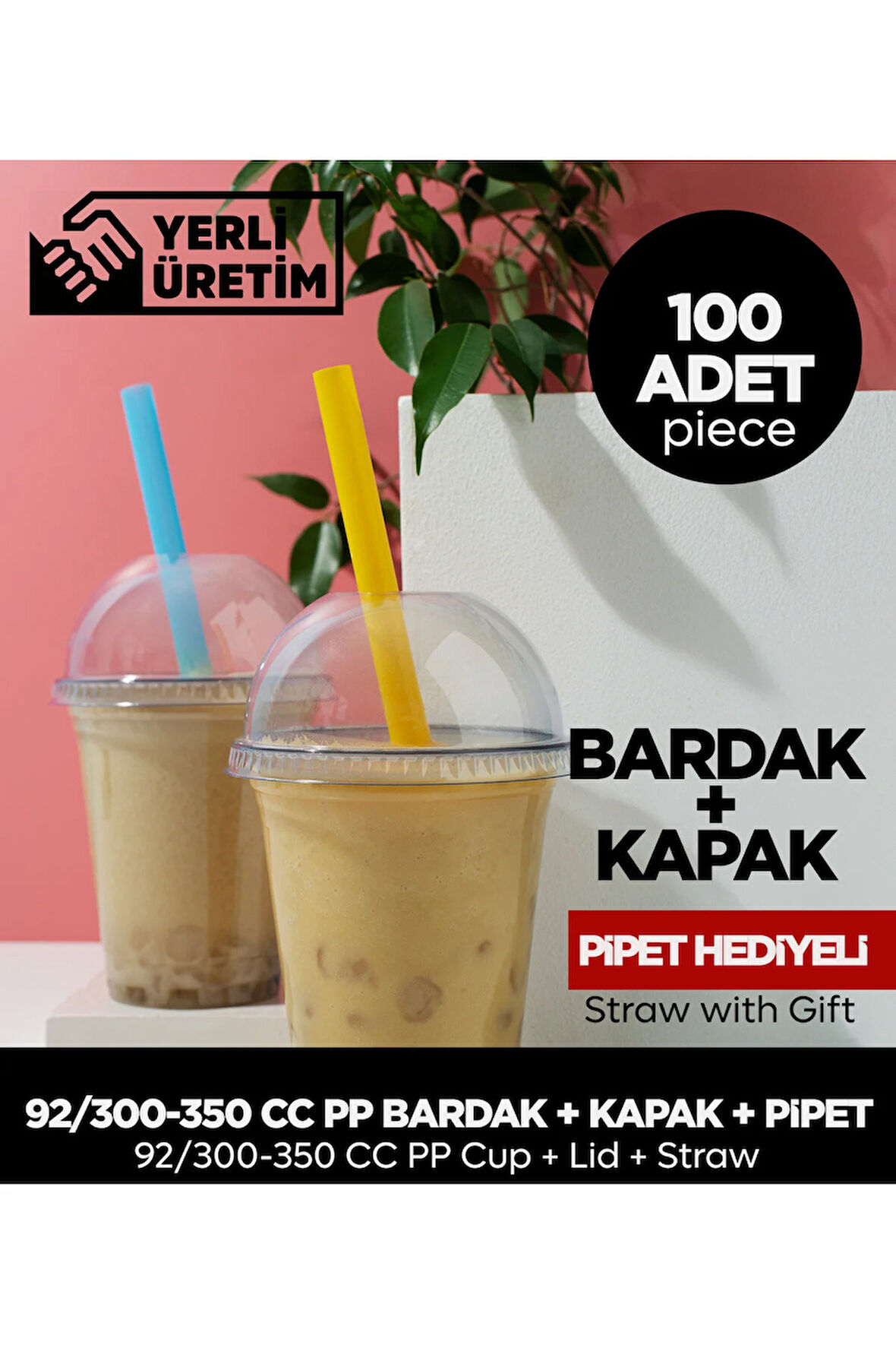 92/300-350 Cc Pet Bardak Kapak - 100 Adet (PİPET HEDİYE)