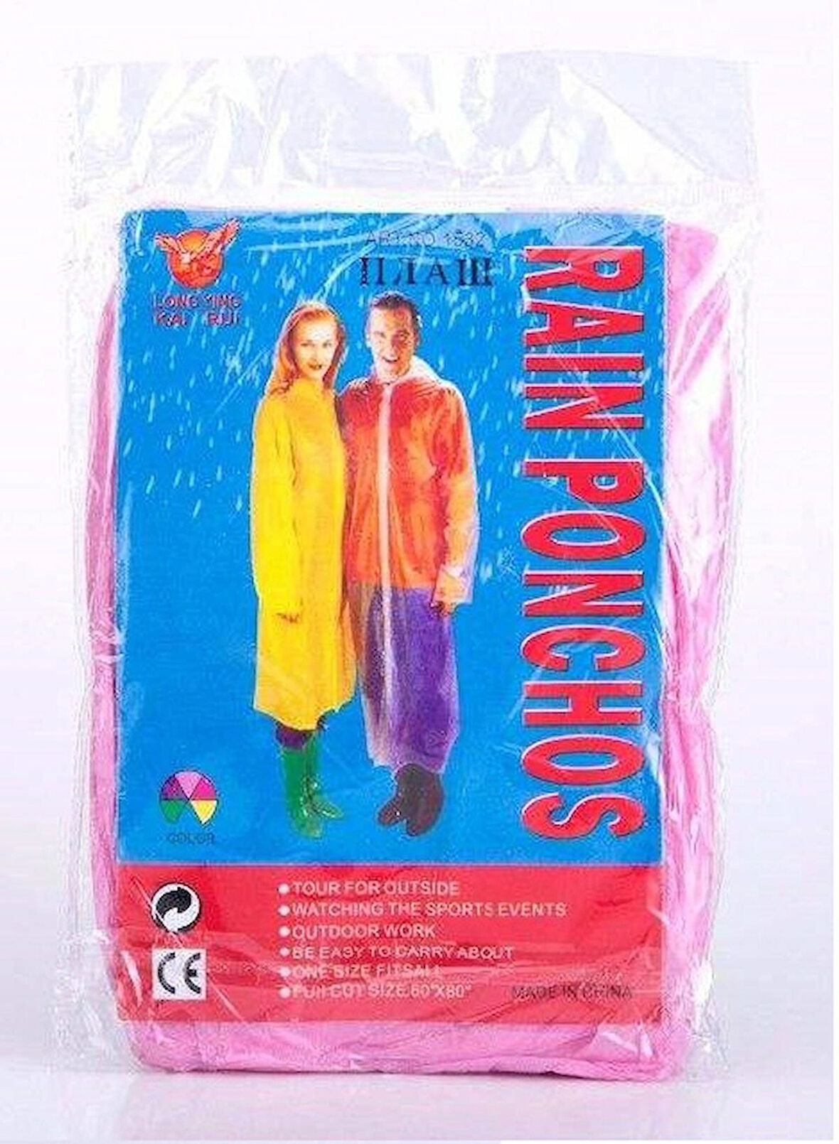 Long ying Racon ponchos tek kullanımlık kullan at yağmurluk kırmızı 