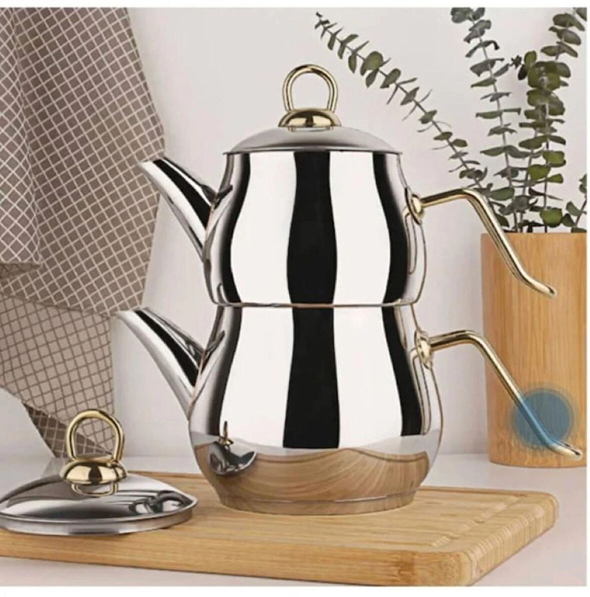 Gold Saplı Orta Boy Çaydanlık