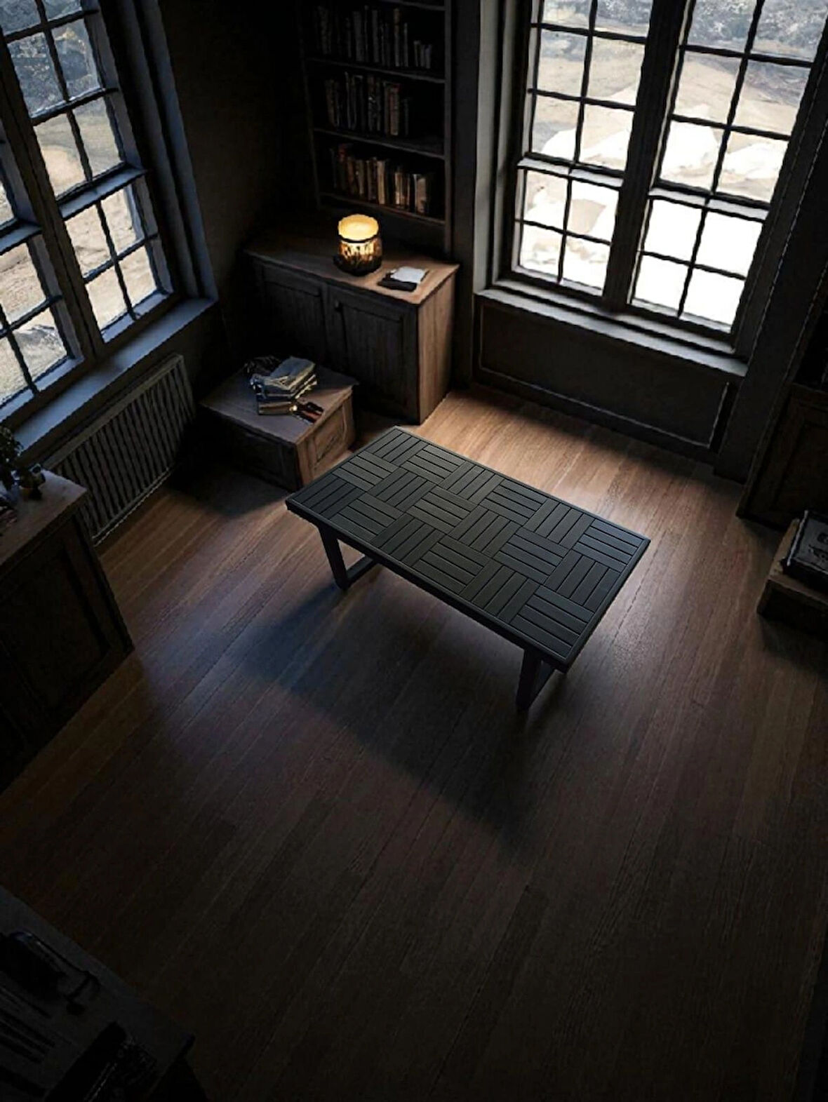 Orta sehpa siyah renk çay kahve servis sehpası 90x47 cm