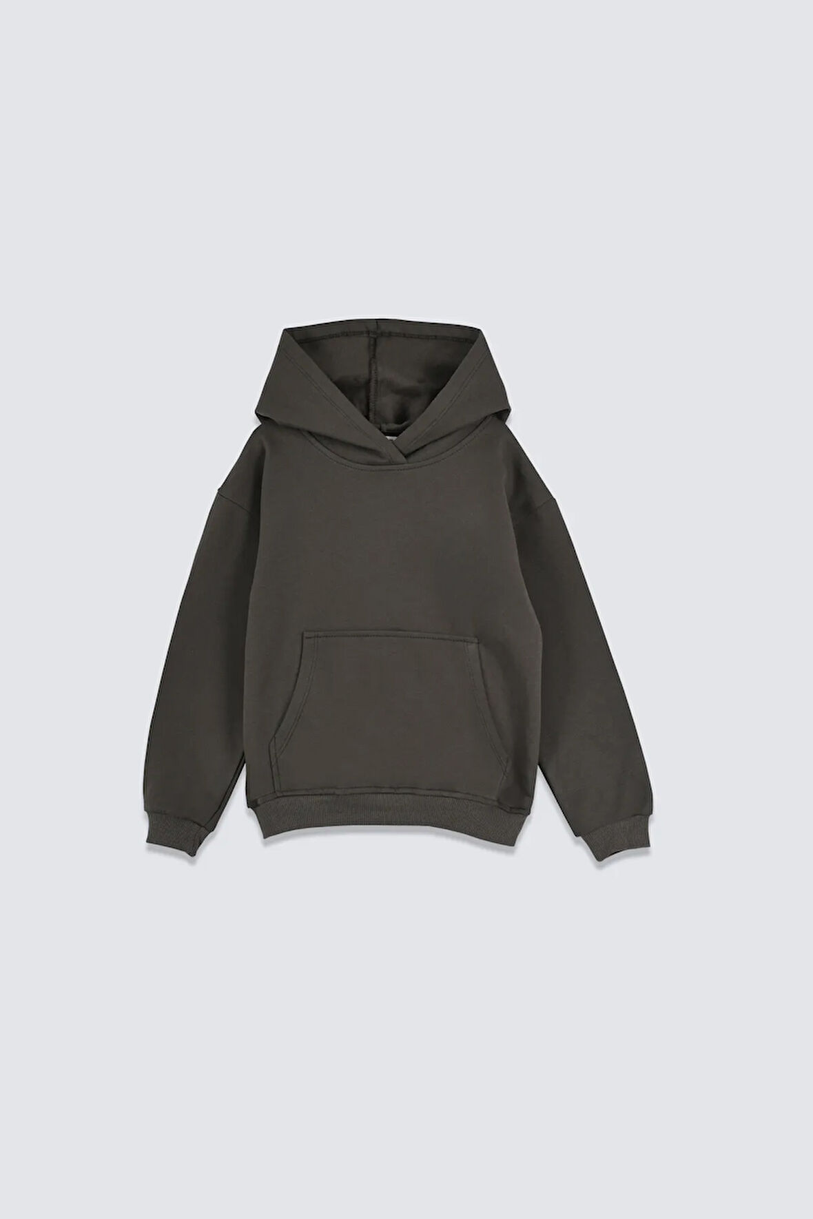 Basic Kapüşonlu Şardonlu Kanguru Cep Detaylı Çocuk Sweatshirt 3-10 Yaş Pudra