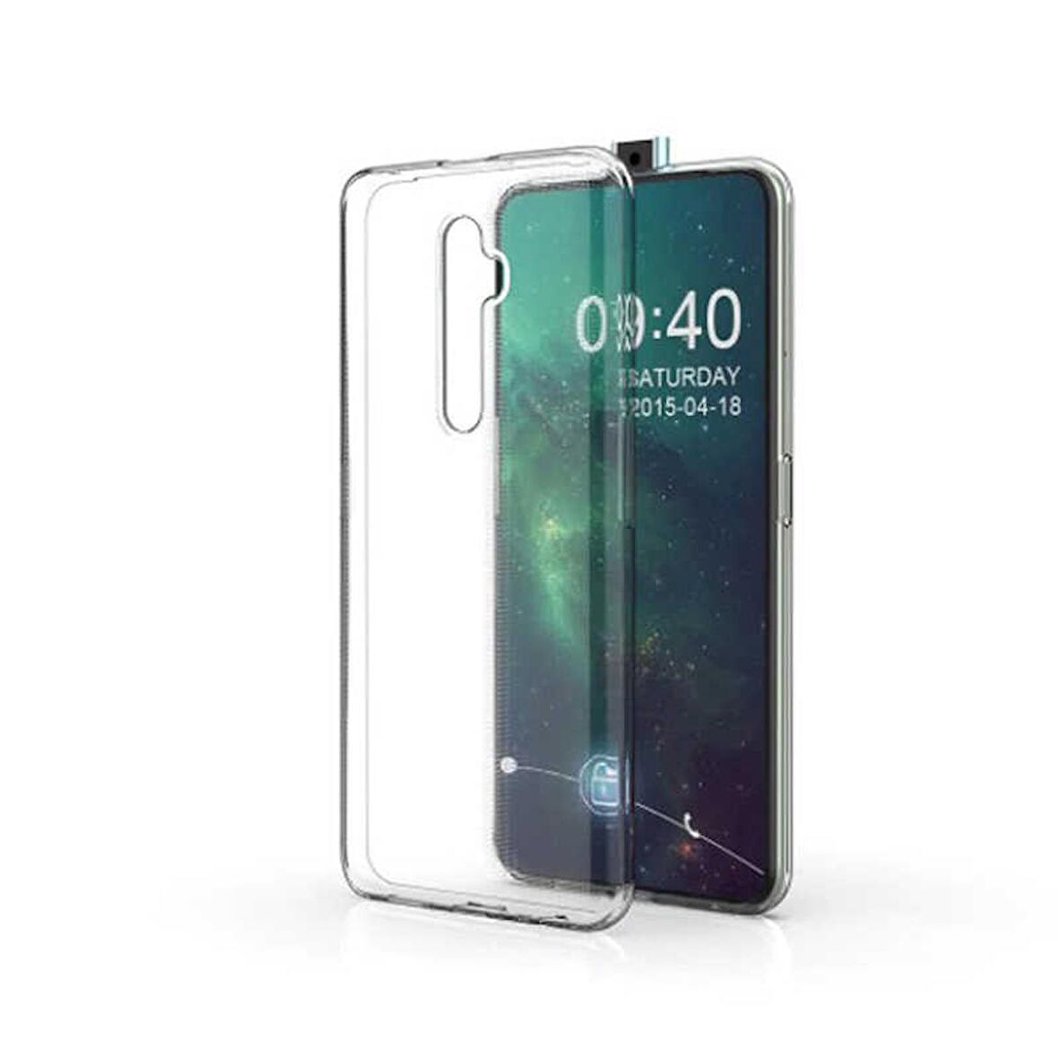 Gpack Oppo Reno 2z Kılıf Süper Silikon Arka KorumaNano Glass