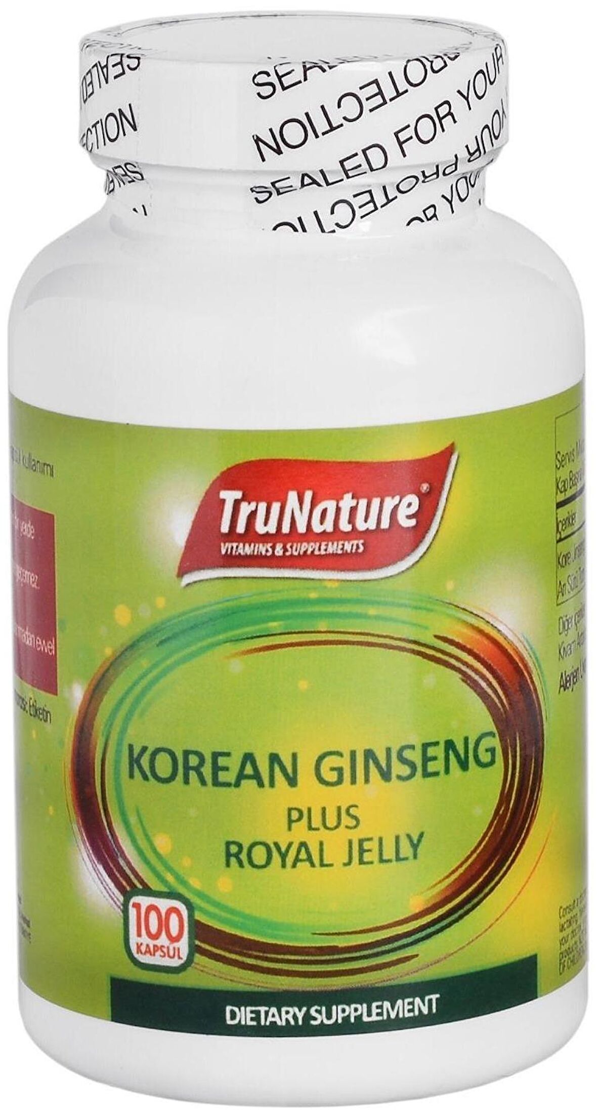 Trunature Korean Ginseng Plus 100 Kapsül Royal Jelly Kore Ginsengi Arı Sütü Tozu