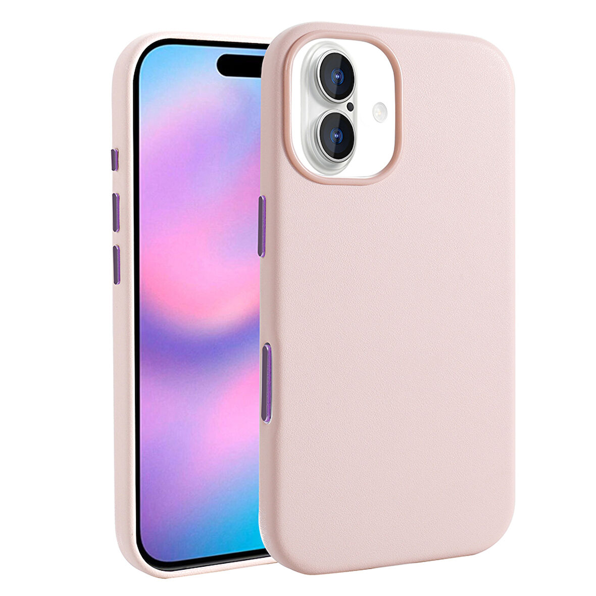 iPhone 17 Kılıf Kablosuz Şarj Özellikli PU Deri Görünümlü Kupra Kapak