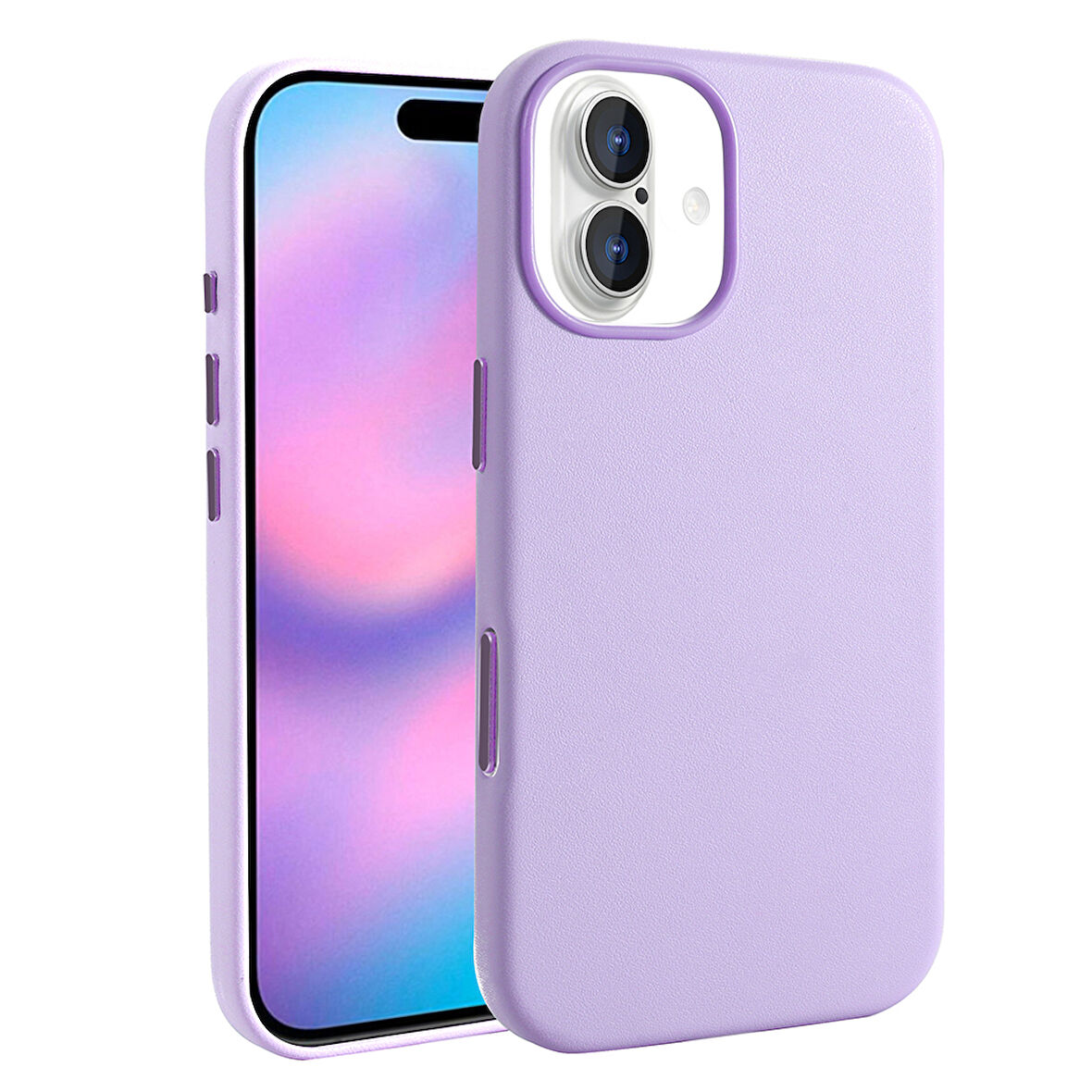 iPhone 17 Kılıf Kablosuz Şarj Özellikli PU Deri Görünümlü Kupra Kapak