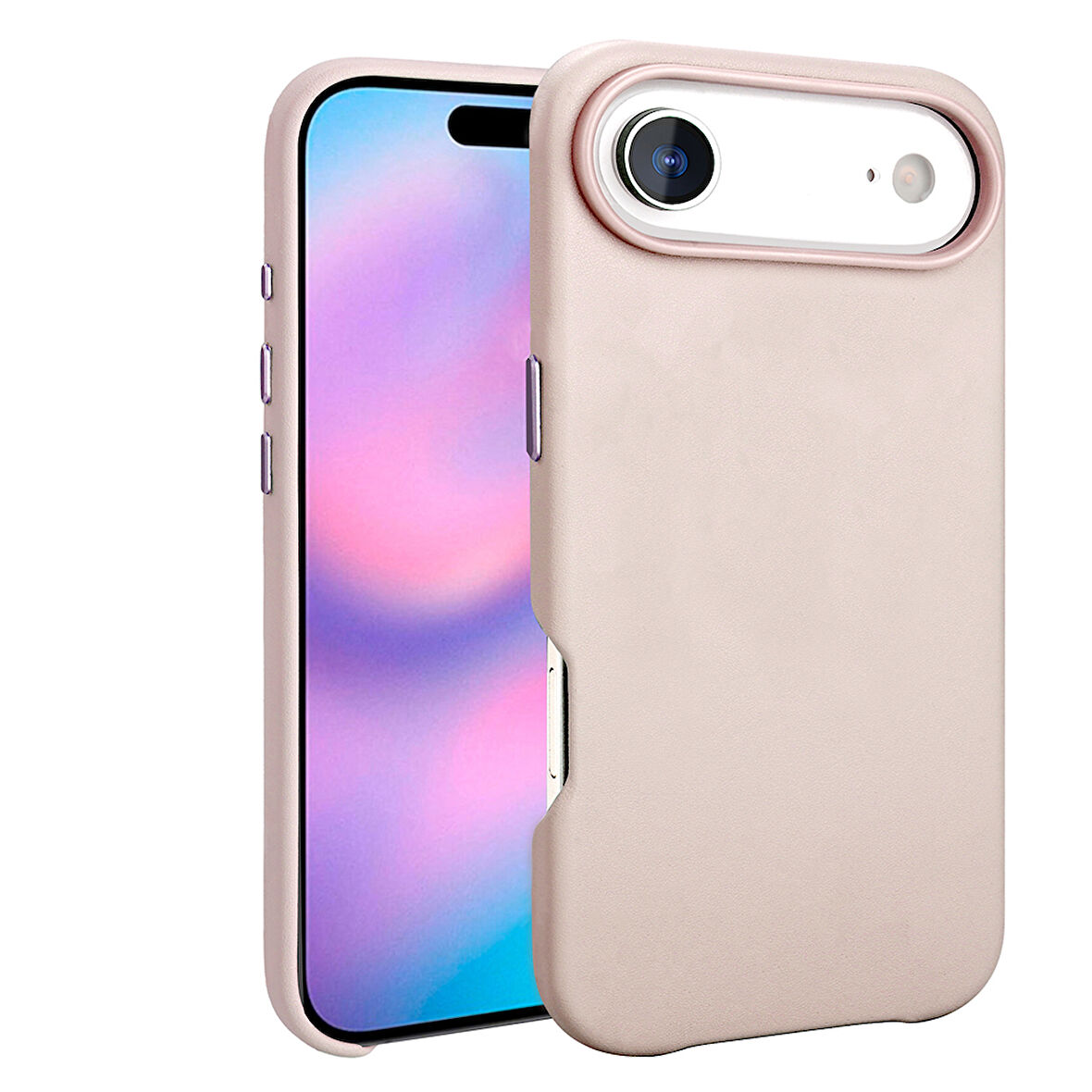 iPhone 17 Air Kılıf Kablosuz Şarj Özellikli PU Deri Görünümlü Kupra Kapak