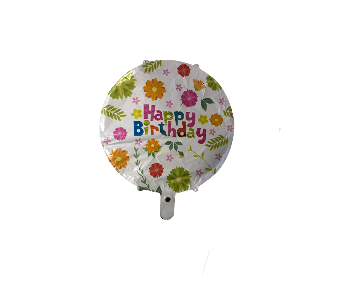 FOLYO BALON HAPPY BİRTHDAY RENKLİ ÇİÇEKLİ 18'' DÜ 15TL