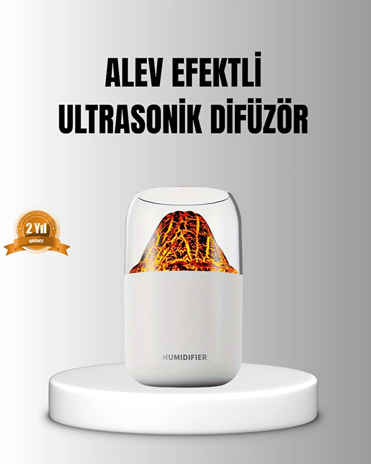 Alev Efektli Ultrasonik Uçucu Yağ Difüzörü 280ml Su Tanklı ve Sessiz Çalışma Özellikli