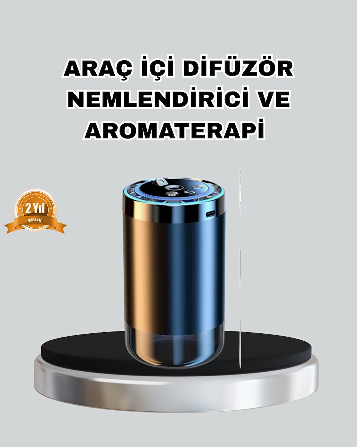 Aromaterapili Araç İçi Difüzör USB Bağlantılı ve Yıldız Işıklı
