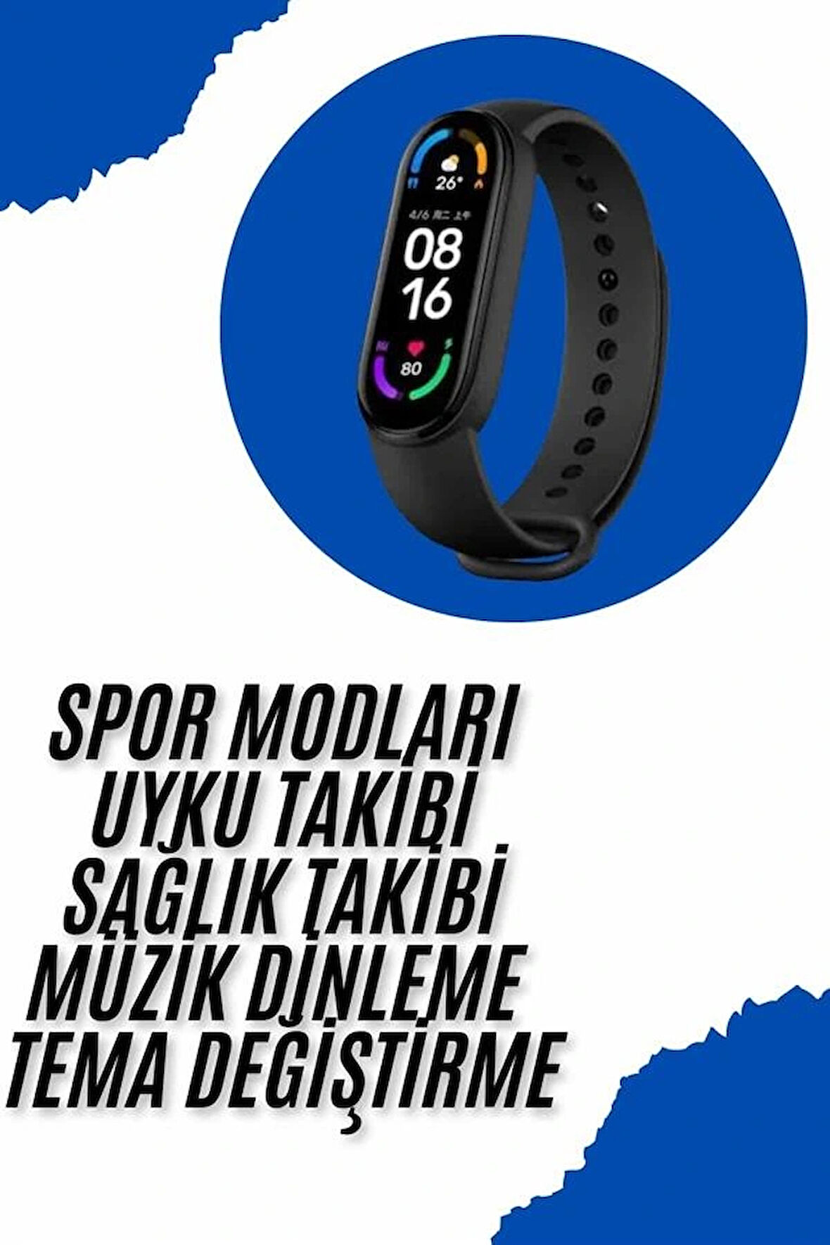 Akıllı Uyumlu Bileklik M6 Adımsayar Spor Modları Çağrı Görme Türkçe Menü
