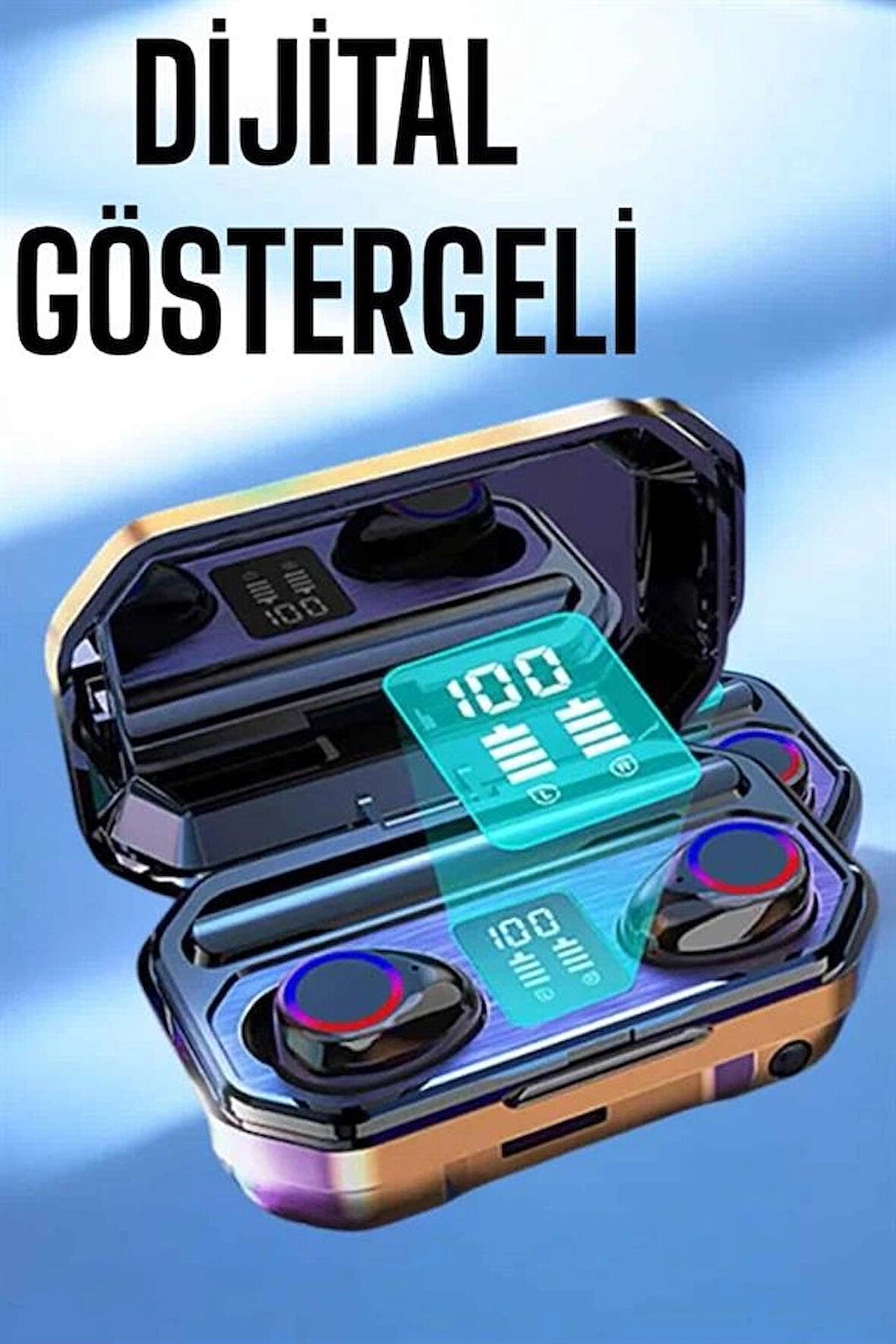 Dijital Göstergeli Bluetooth Bağlantılı Kulaklık Dokunmatik Kontrol