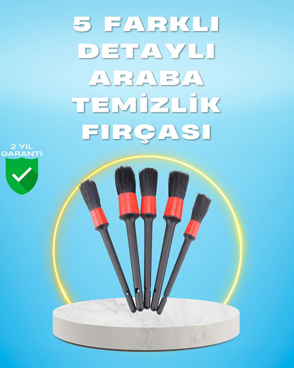 5'li Araba Temizlik Fırçaları-Farklı Boyutlu Fırçalarla Derinlemesine Temizlik