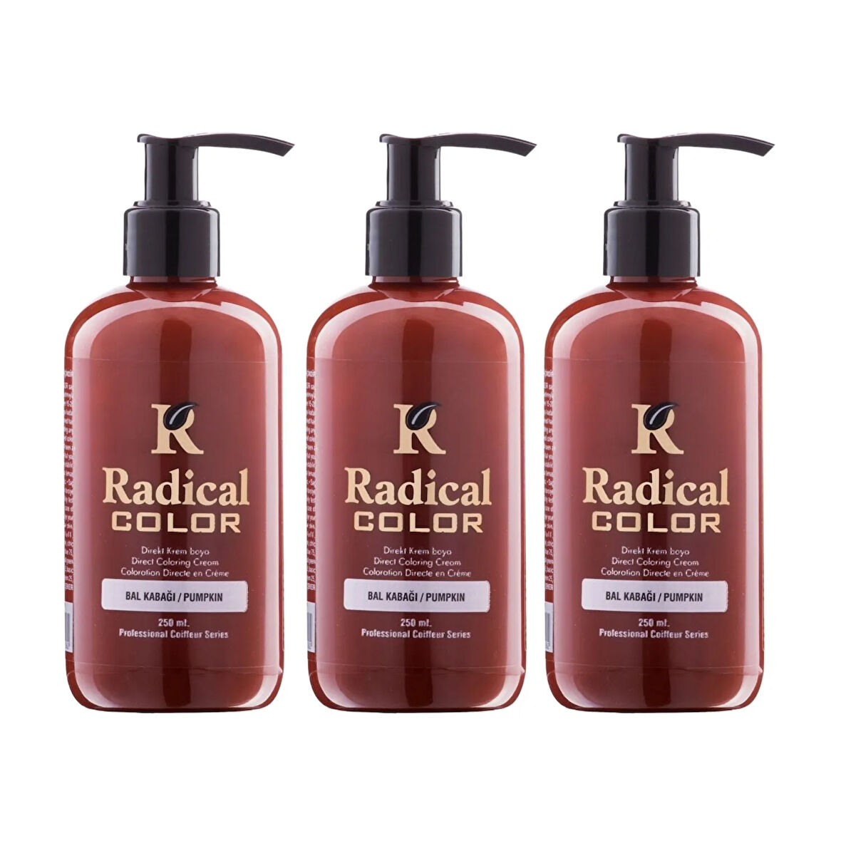 Radical Color NEW 25/Pumpkin Amonyaksız Su Bazlı Saç Boyası 250 ML 3 Adet Bal Kabağı
