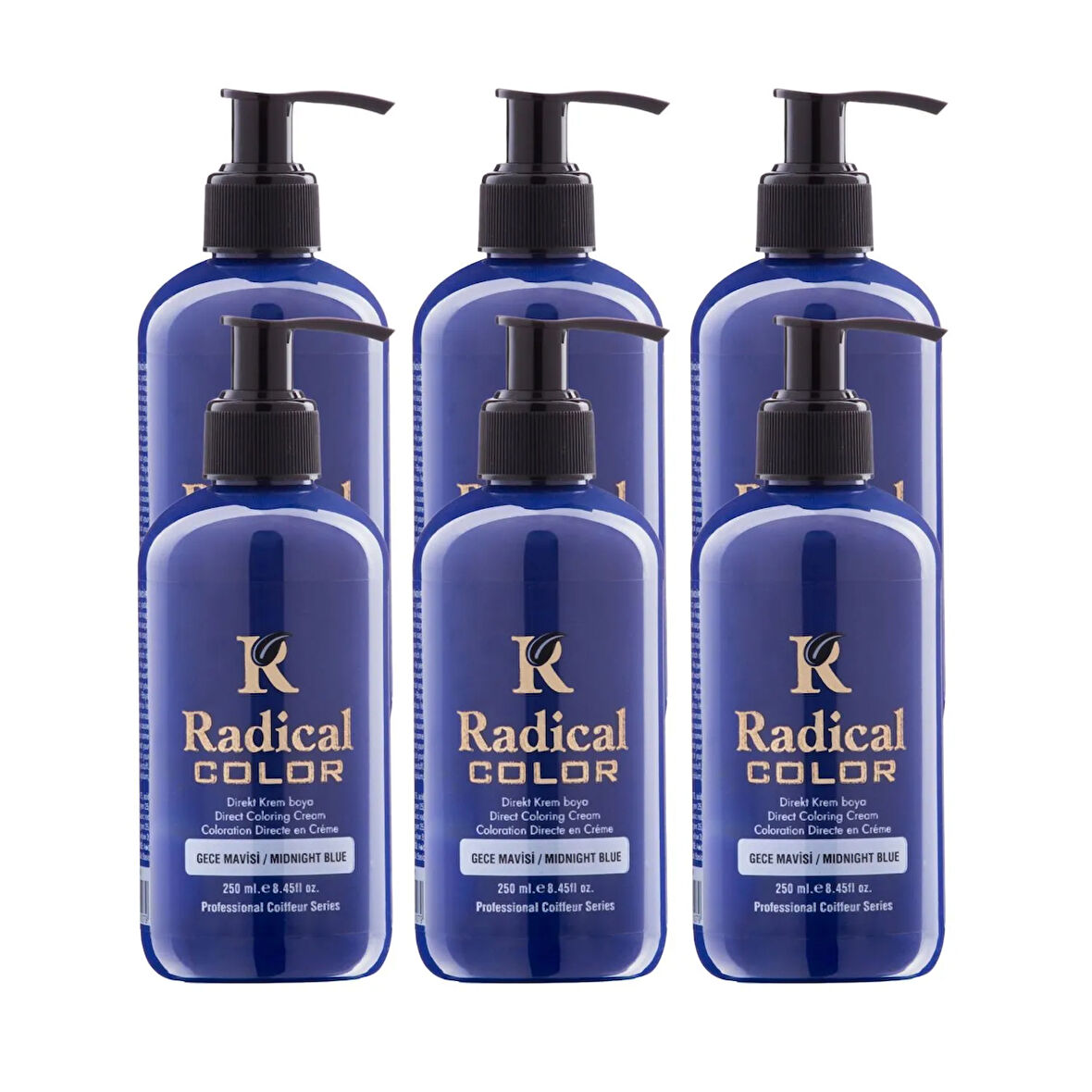 Radical Color NEW 25/Midnightblue Amonyaksız Su Bazlı Saç Boyası 250 ML 6 Adet Gece Mavisi