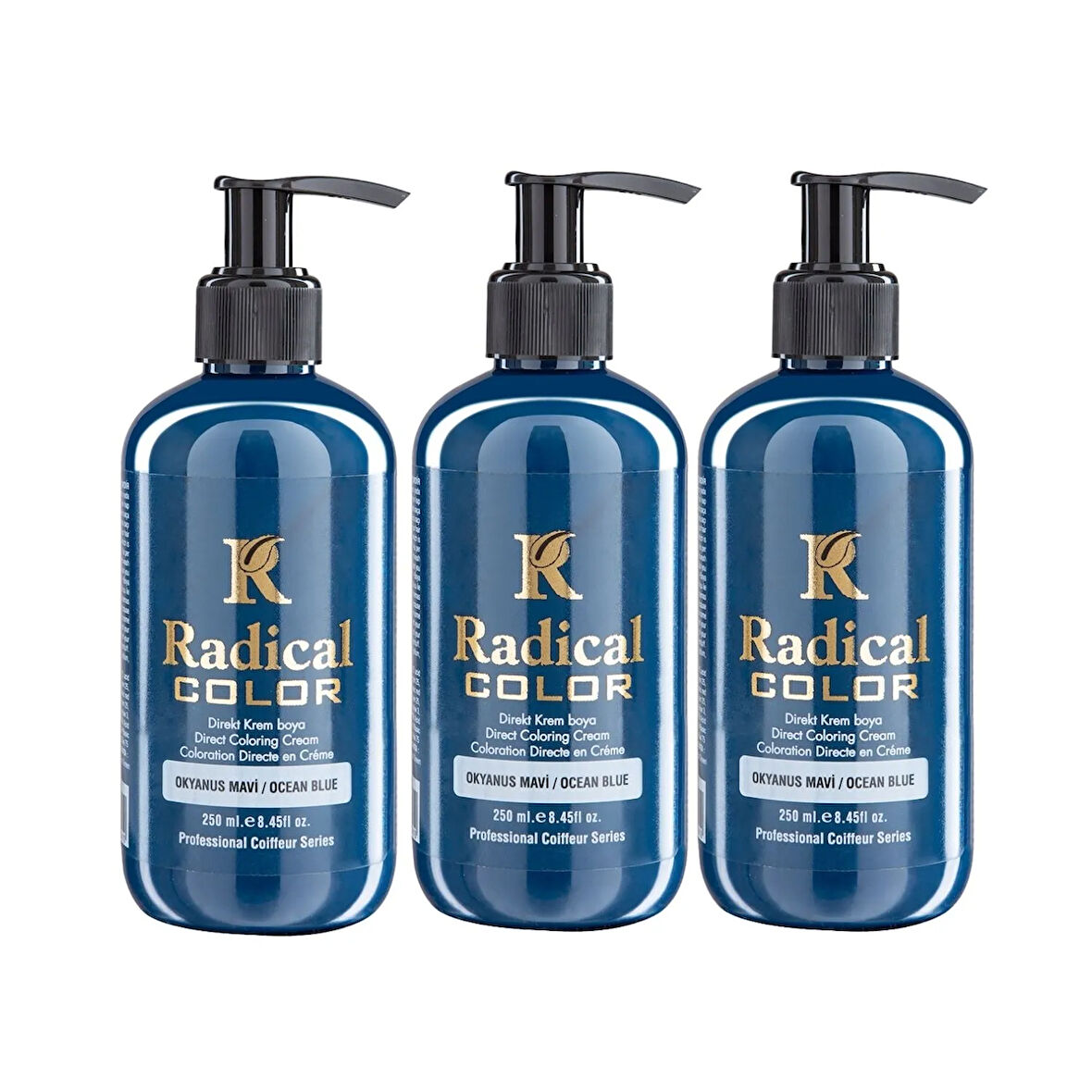 Radical Color NEW 25/Oceanblue Amonyaksız Su Bazlı Saç Boyası 250 ML 3 Adet Okyanus Mavi