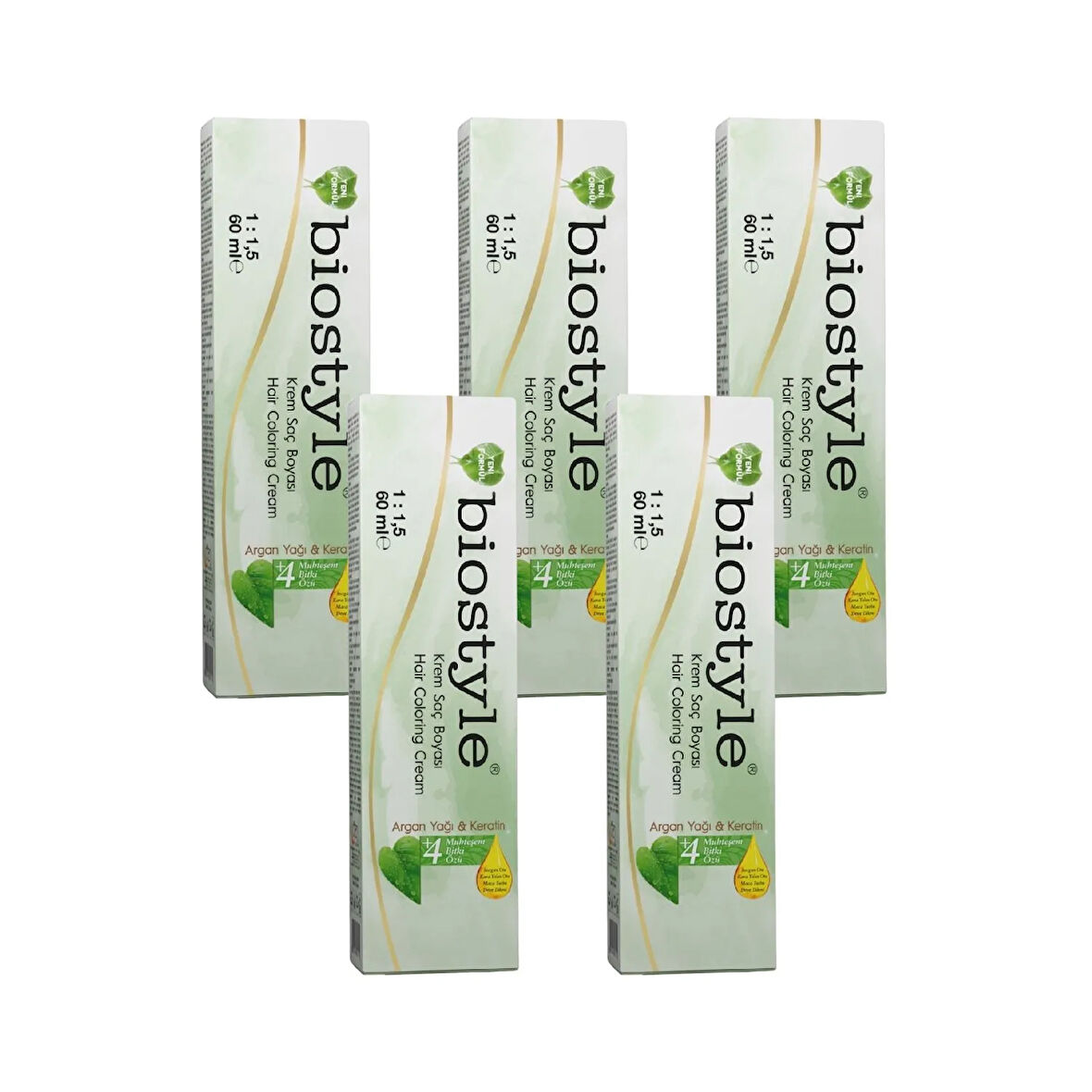 Biostyle Bitki Özlü Argan ve Keratin 6.01 Yoğun Koyu Küllü Kumral 5 Adet 60 ML Saç Boyası Oksidansız