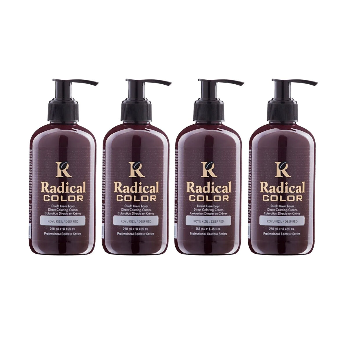 Radical Color NEW 25/Deepred Amonyaksız Su Bazlı Saç Boyası 250 ML 4 Adet Koyu Kızıl