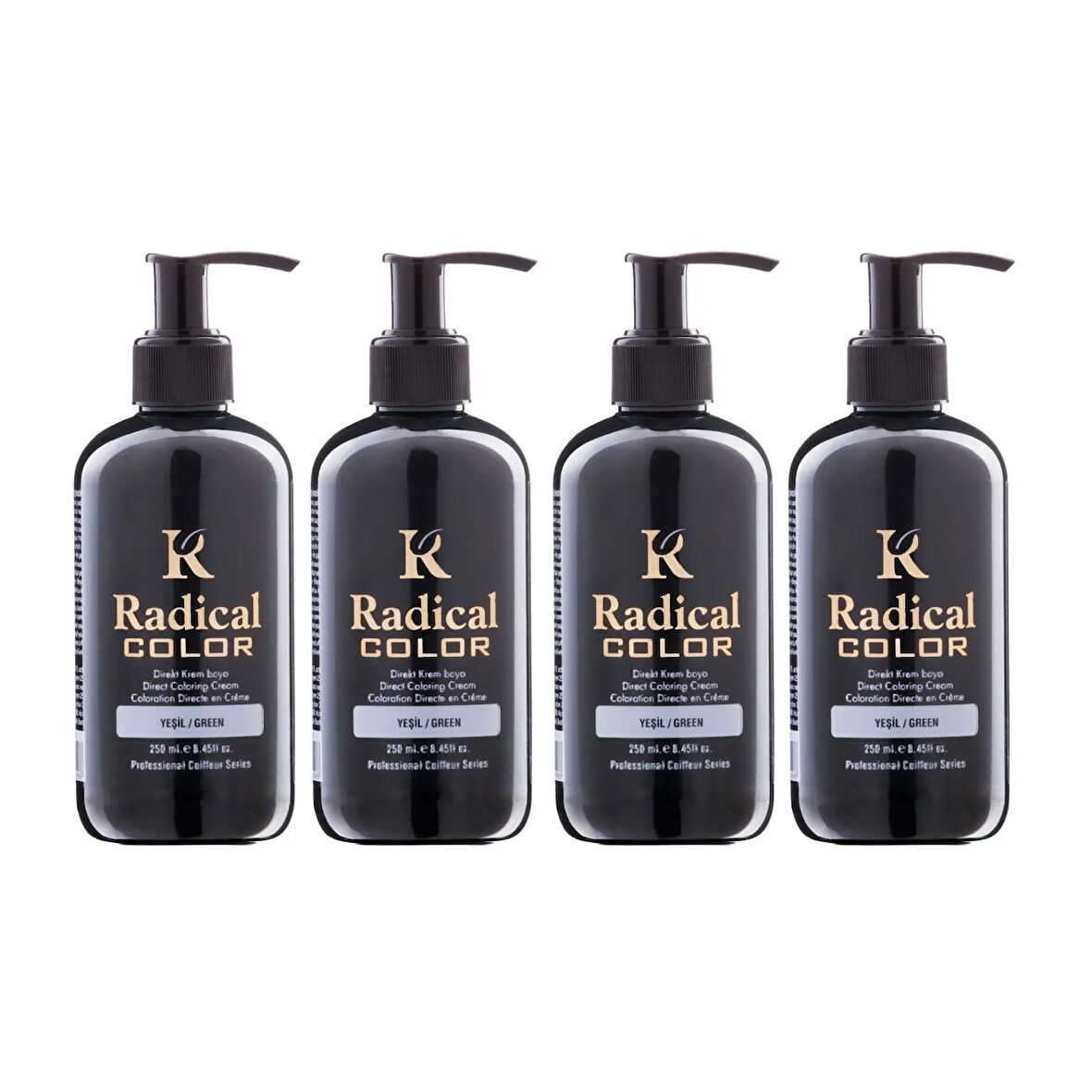 Radical Color NEW 25/Green Amonyaksız Su Bazlı Saç Boyası 250 ML 4 Adet Yeşil