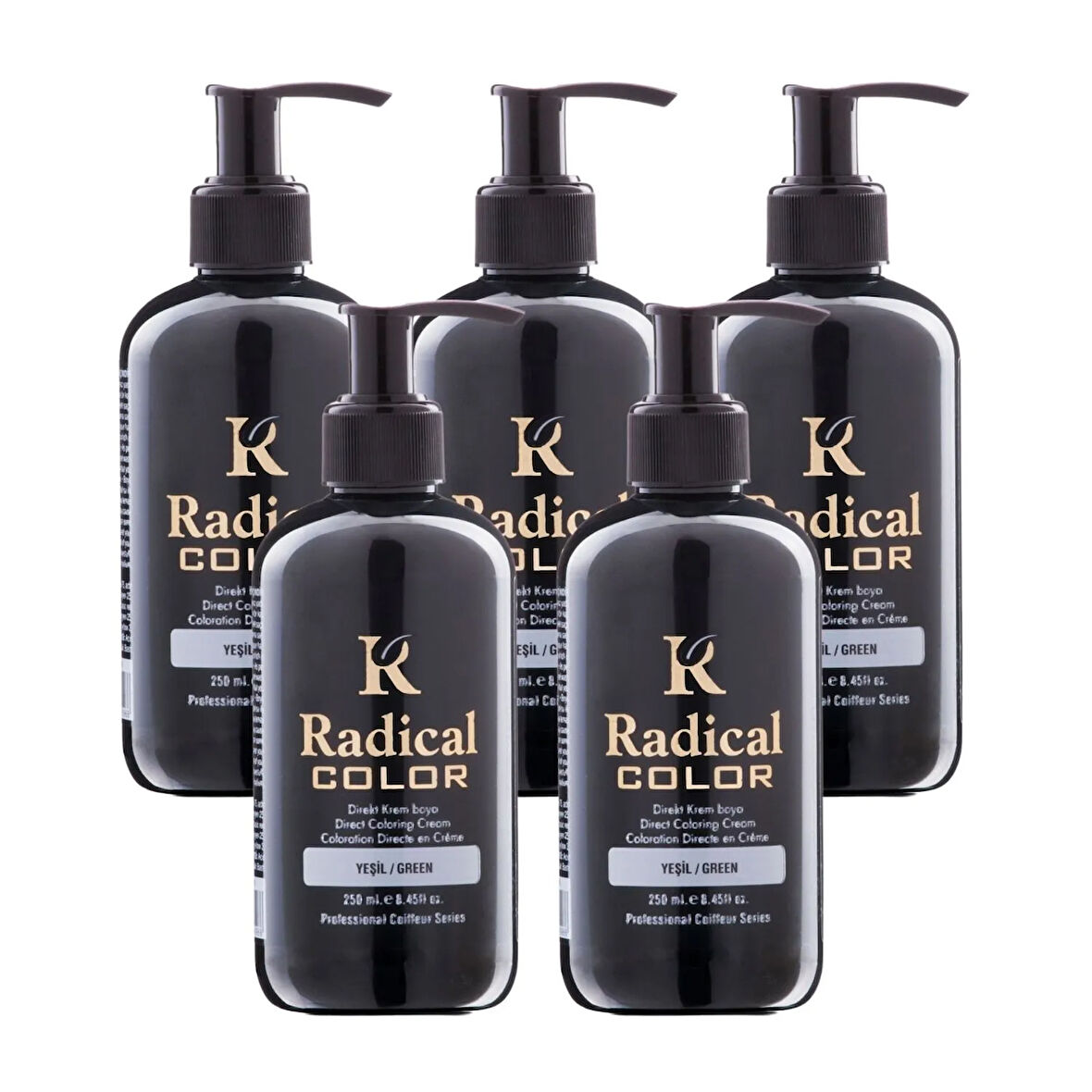 Radical Color NEW 25/Green Amonyaksız Su Bazlı Saç Boyası 250 ML 5 Adet Yeşil