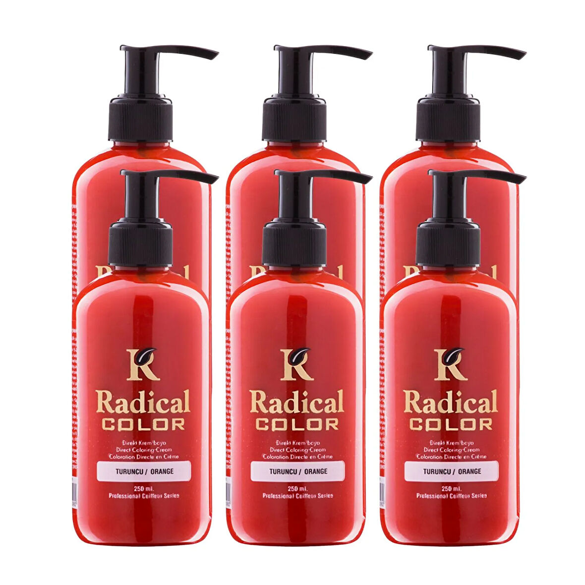 Radical Color NEW 25/Orange Amonyaksız Su Bazlı Saç Boyası 250 ML 6 Adet Turuncu
