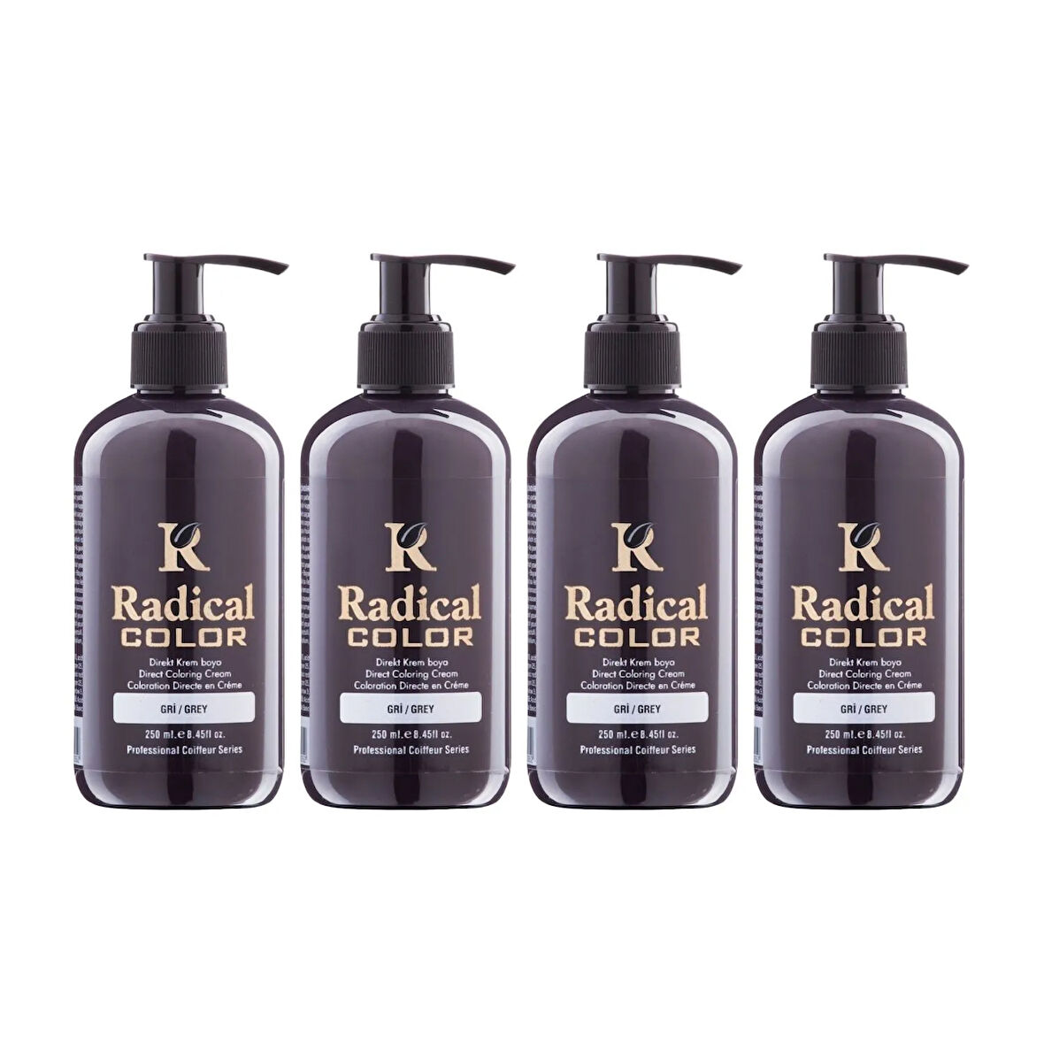 Radical Color NEW 25/Grey Amonyaksız Su Bazlı Saç Boyası 250 ML 4 Adet Gri