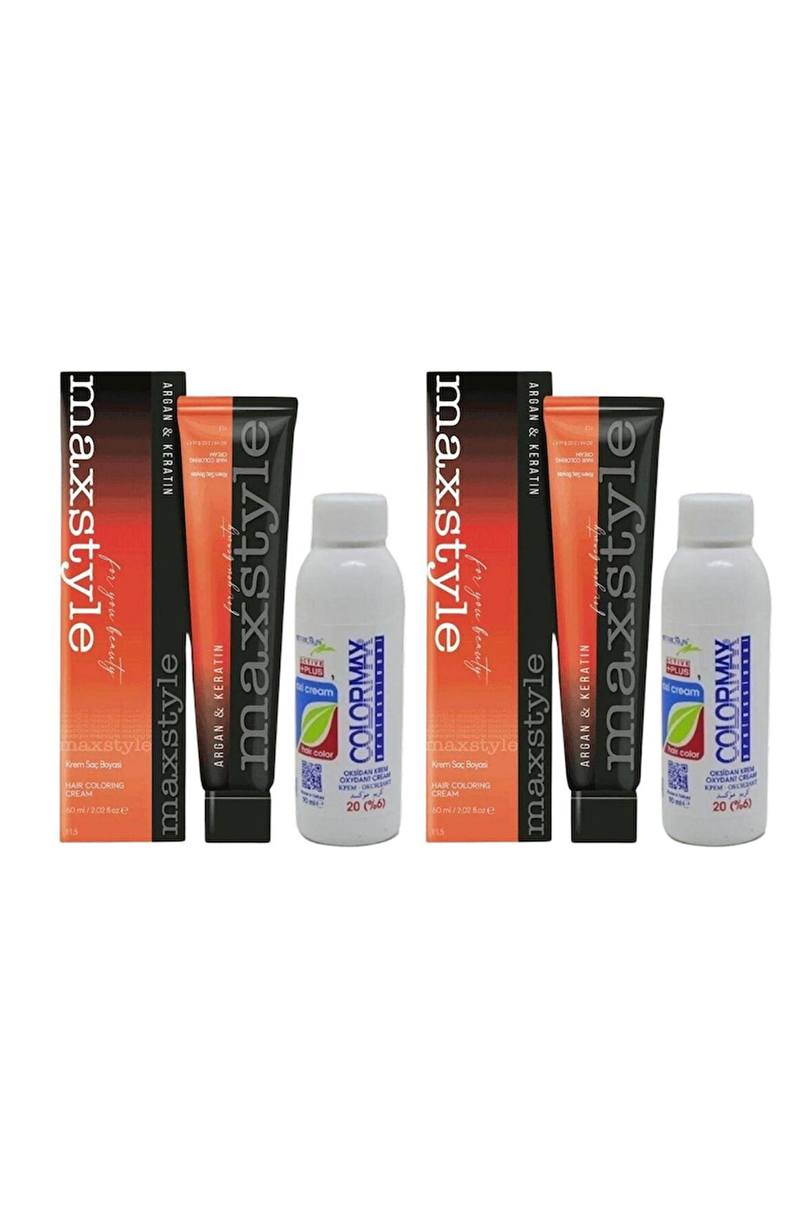 Maxstyle SPS858 Argan ve Keratin 2025/08.34 Açık Karamel 60 Ml 2 Adet Saç Boyası + 2 Adet 90 Ml Oksidan