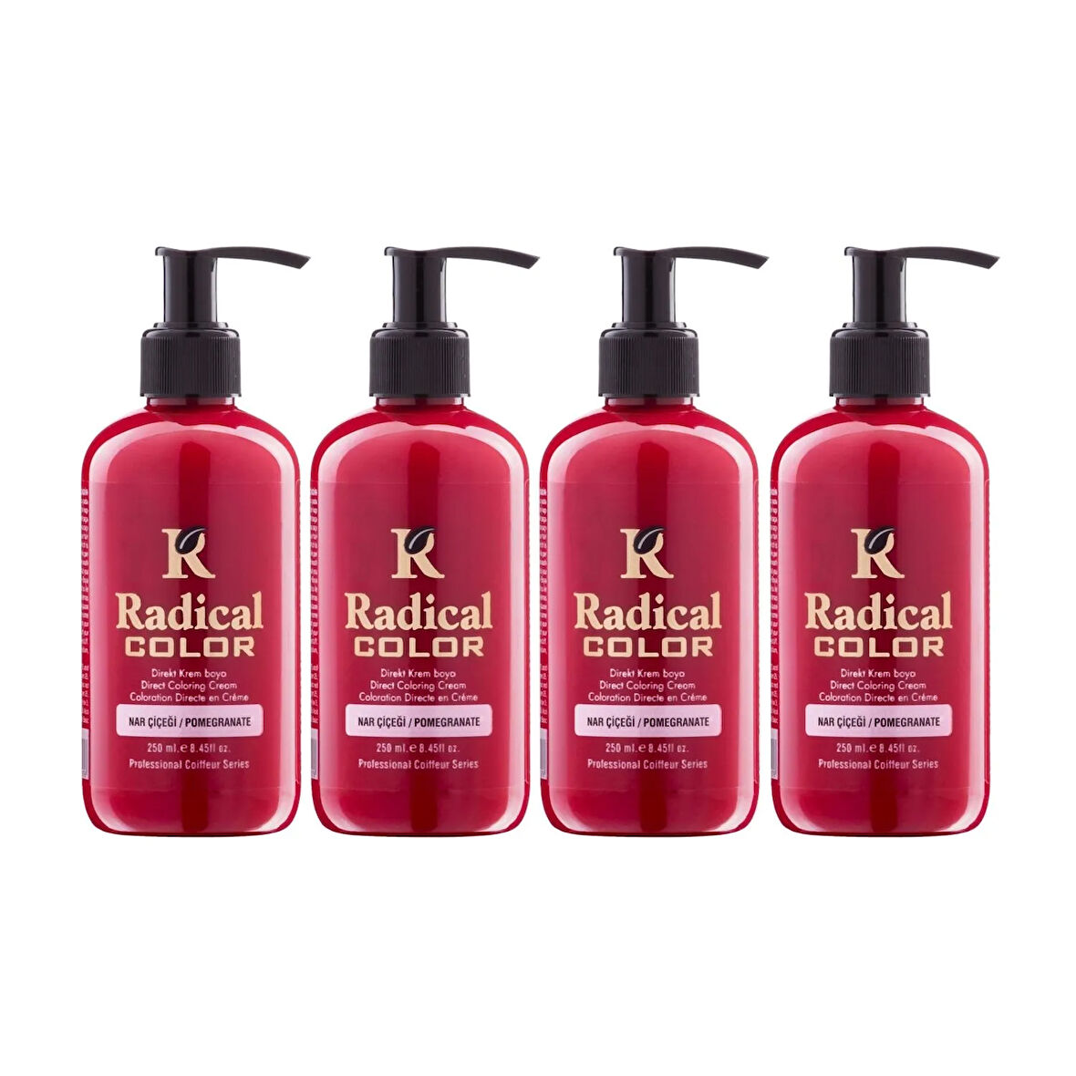 Radical Color NEW 25/Pomegranate Amonyaksız Su Bazlı Saç Boyası 250 ML 4 Adet Nar Çiçeği