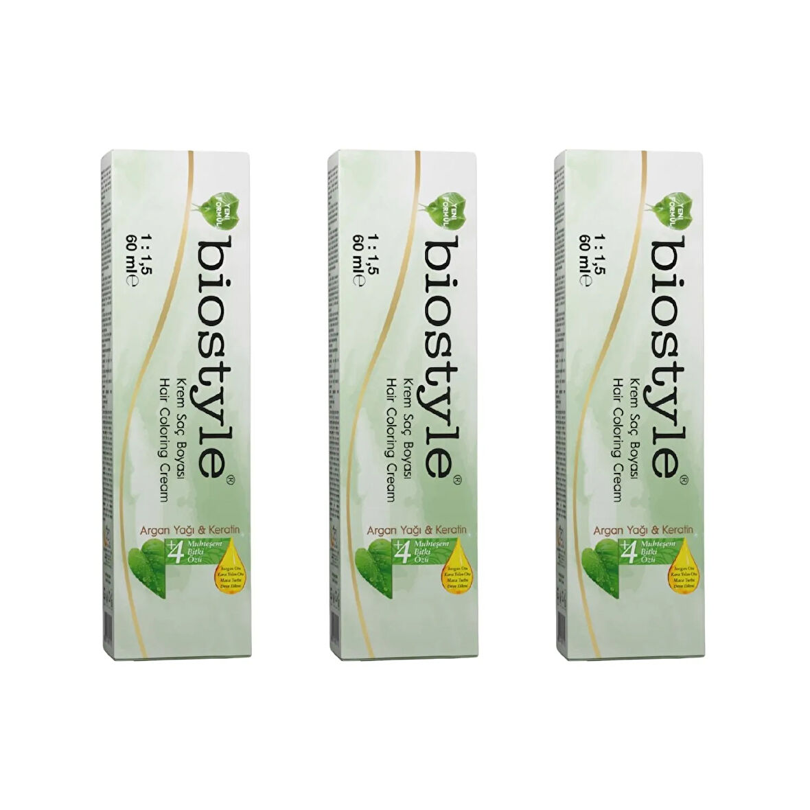 Biostyle Bitki Özlü Argan ve Keratin 5.1 Açık Küllü Kahve 3 Adet 60 ML Saç Boyası Oksidansız