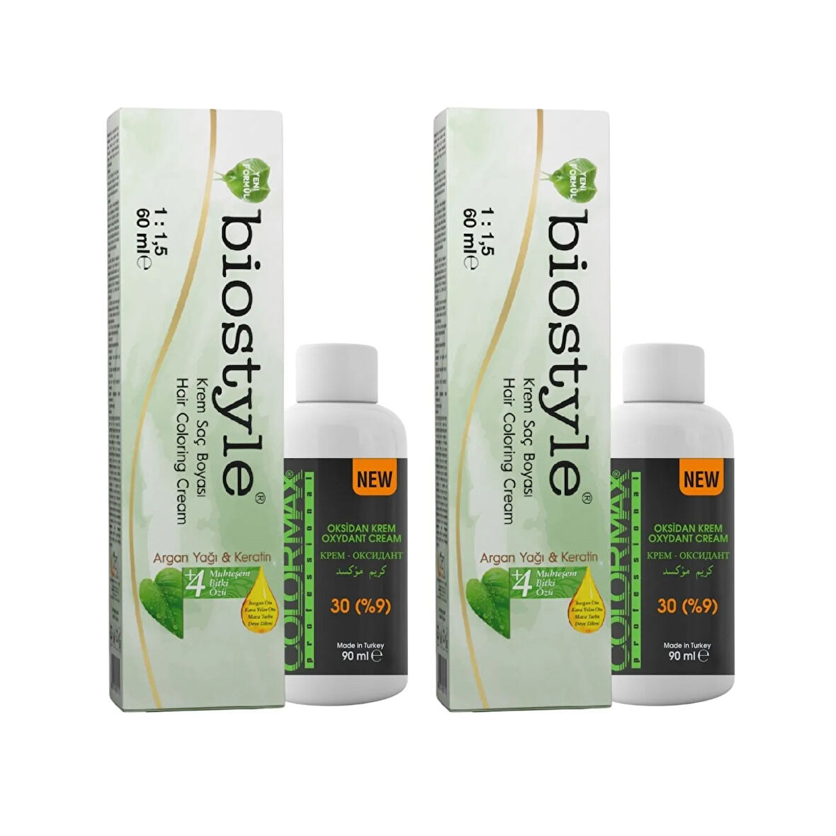 Biostyle Bitki Özlü Argan ve Keratin 5.1 Açık Küllü Kahve 2 Adet 60 ML Saç Boyası + 2 Adet Oksidan
