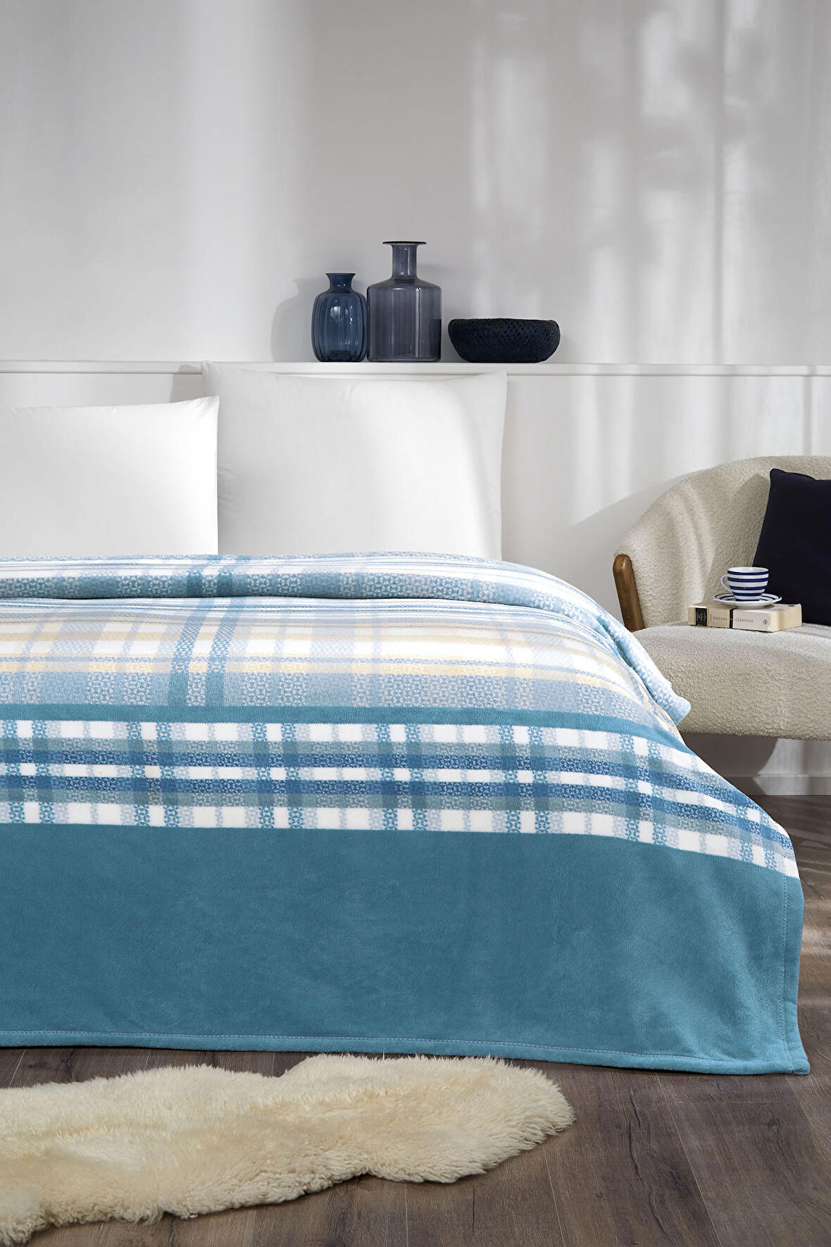 Özdilek Blu Madras Tek Kişilik Soft Battaniye 150x220 cm