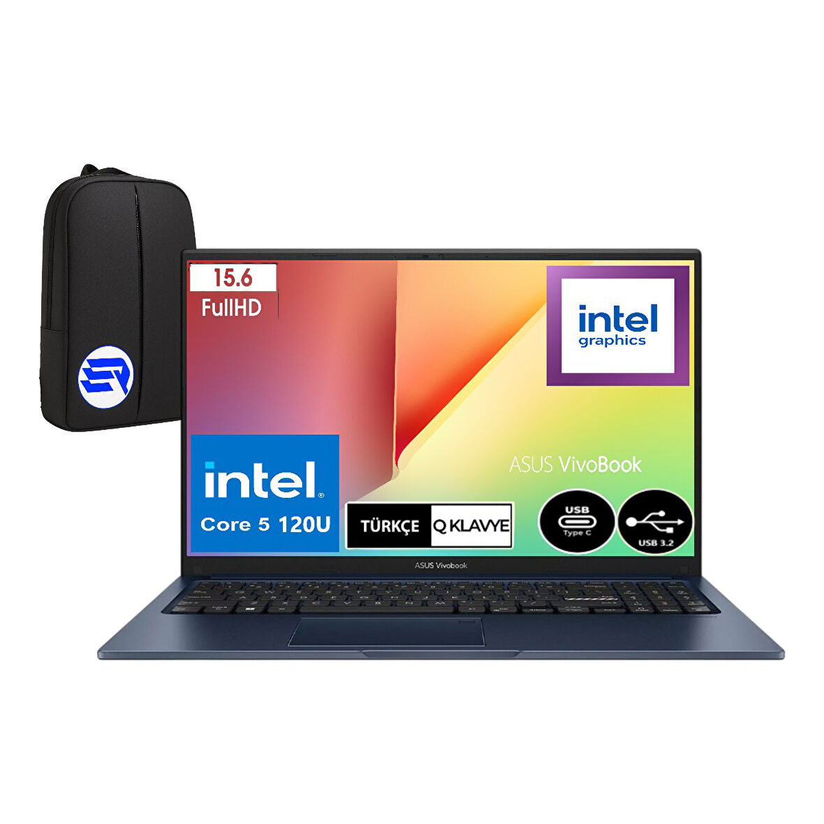 Asus Vivobook 15 X1504VA-NJ3665EP9 Intel Core 5 120U 40GB Ram 1tb SSD WIN11 Pro 15.6" Fhd + Elektropasaj Çanta