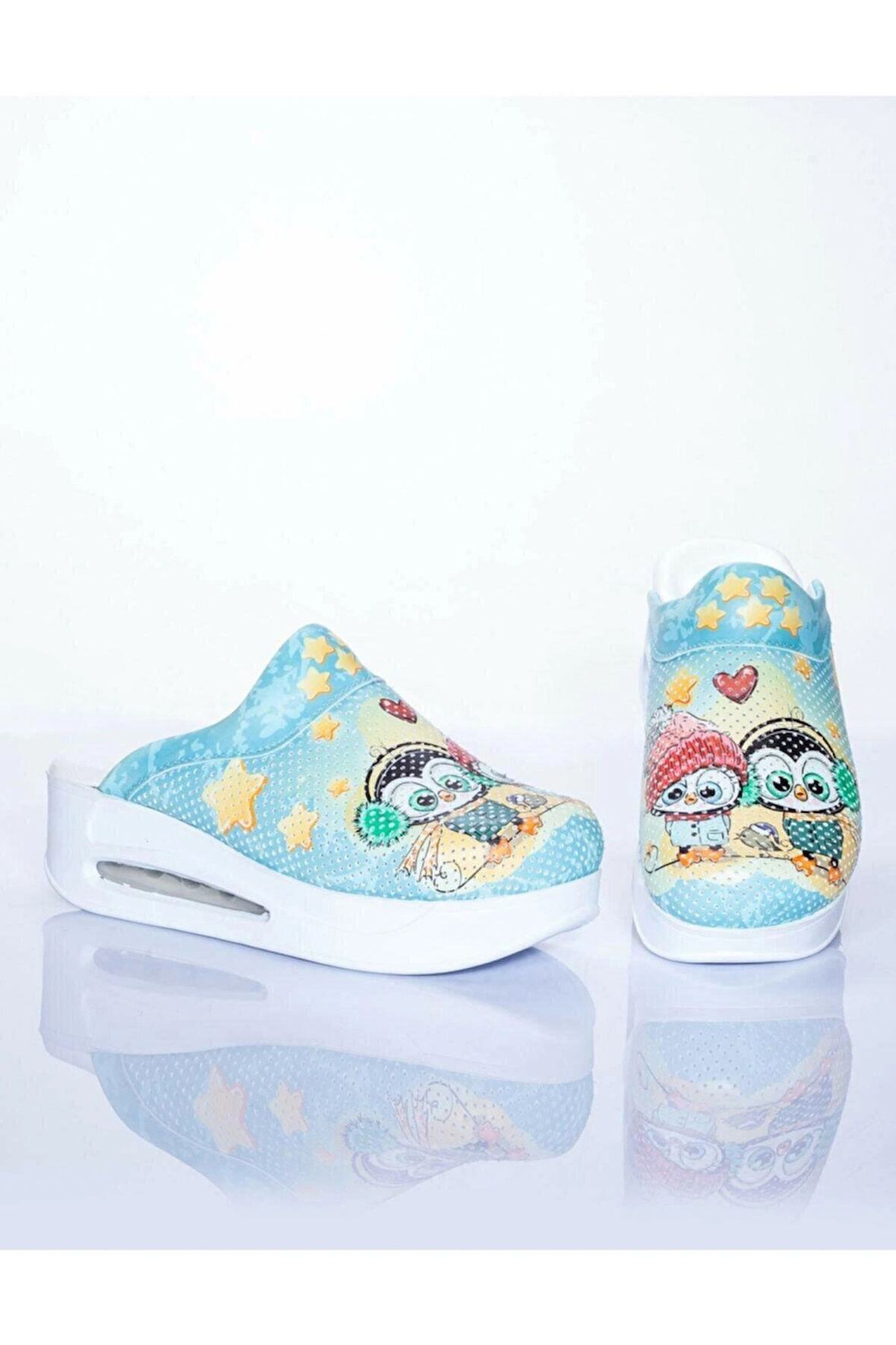 Ortopedik Sabo Terlik Doktor Hemşire Hastane Aşçı Terliği Kadın Kış Desenli