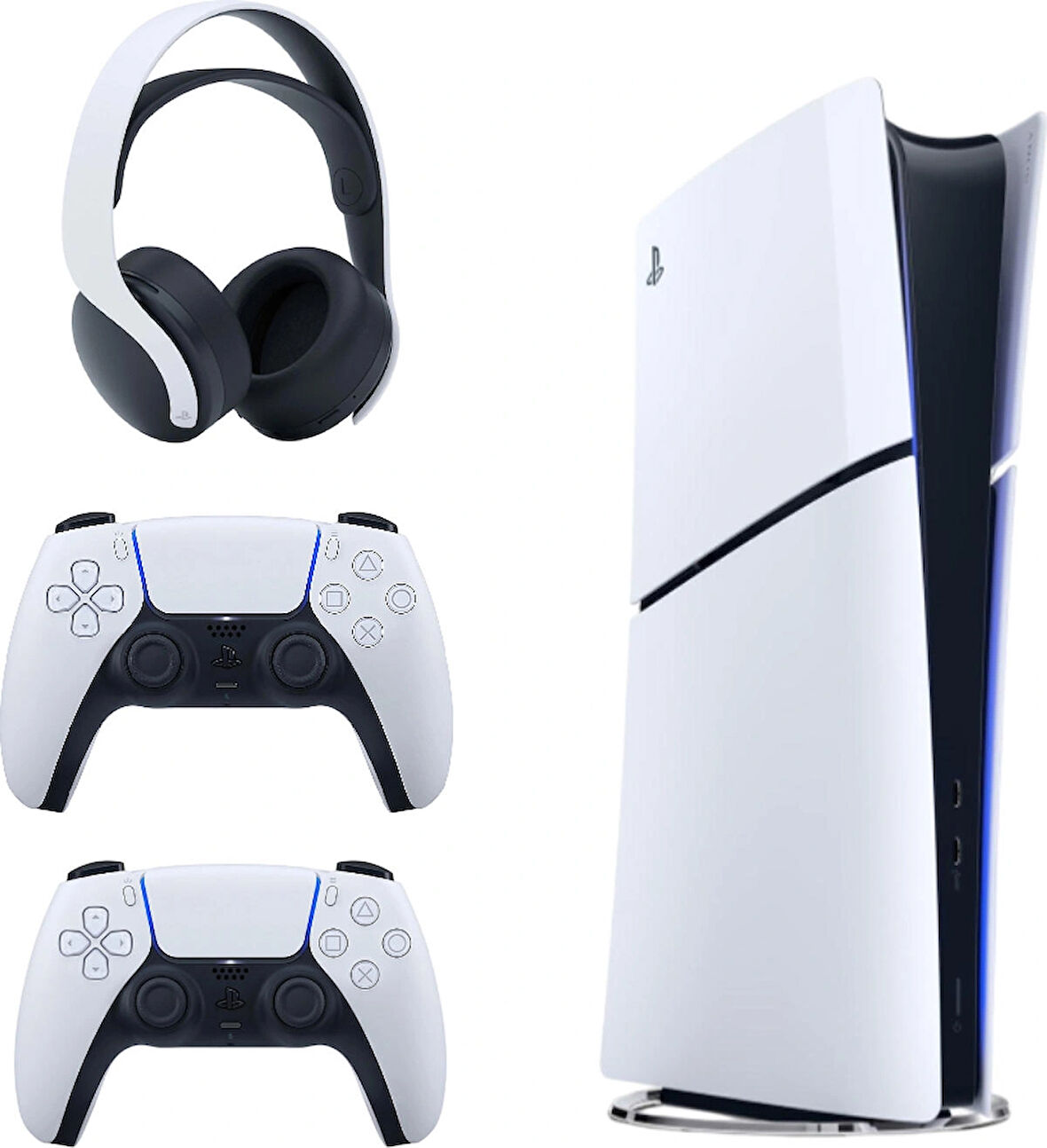 Sony Playstation 5 Slim İthalatçı Garantili + 2.  Beyaz Dualsense + Pulse 3D Kablosuz Kulaklık