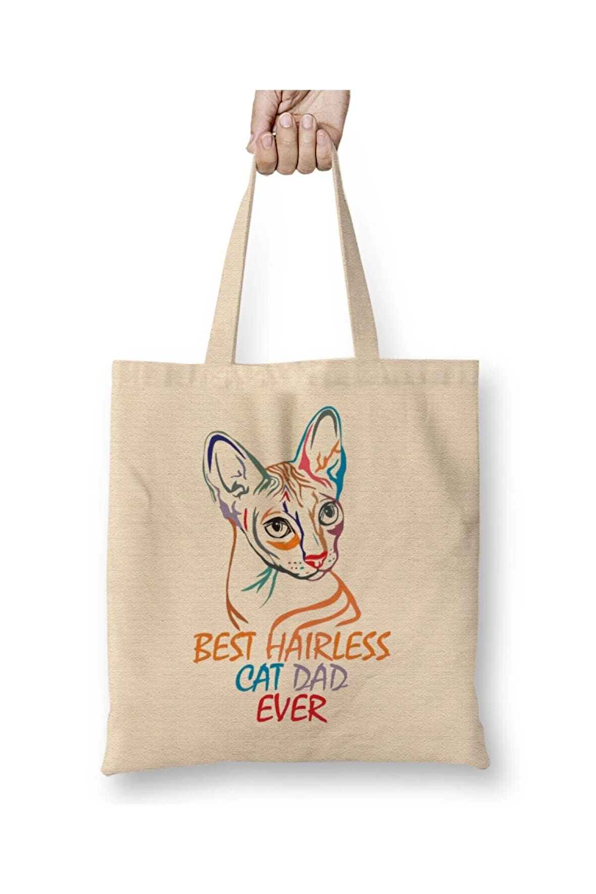 Best Cat Dad Ever Best Hairless Cat Dad Ever Cat Daddy Bez Çanta Uzun Saplı