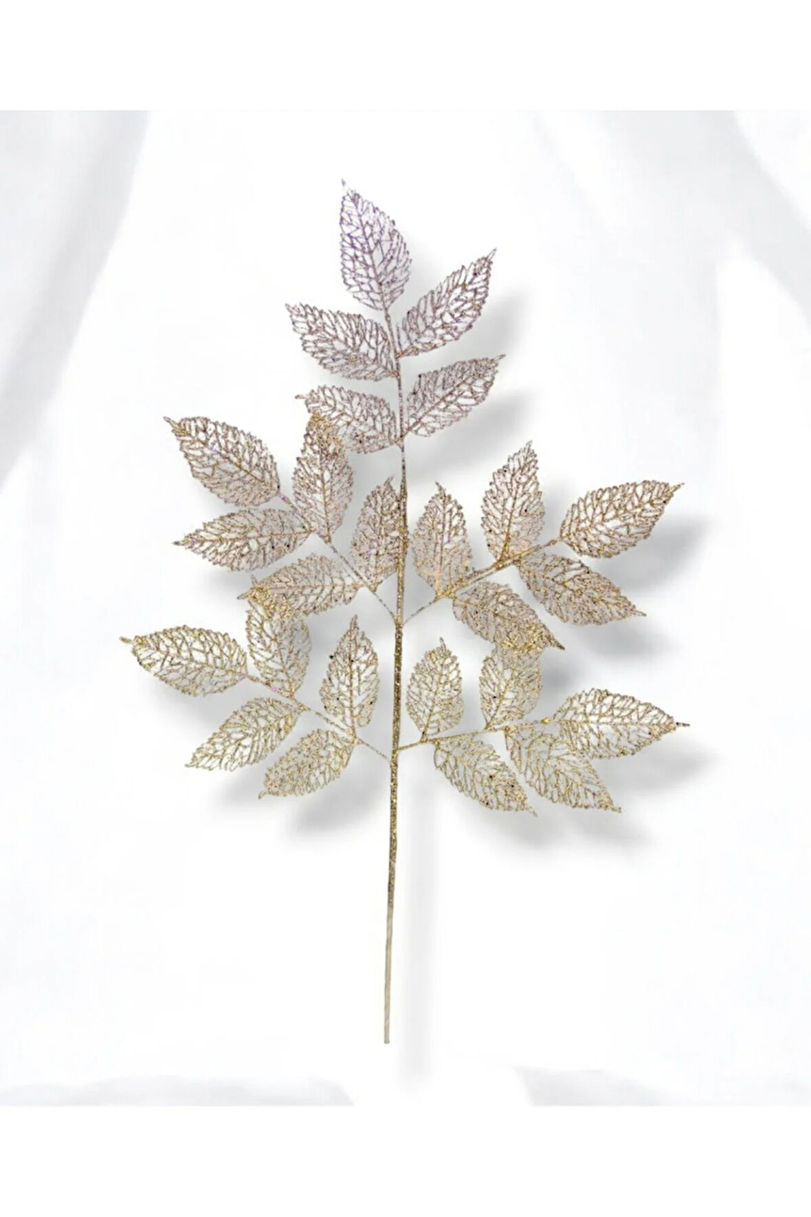 Yılbaşı Süsü Simli Dantel Yaprak Bronz 86 cm