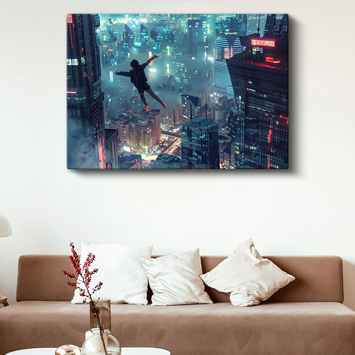 Gökdelen Atlayışı - Mavi Sis Anime Kanvas Tablo