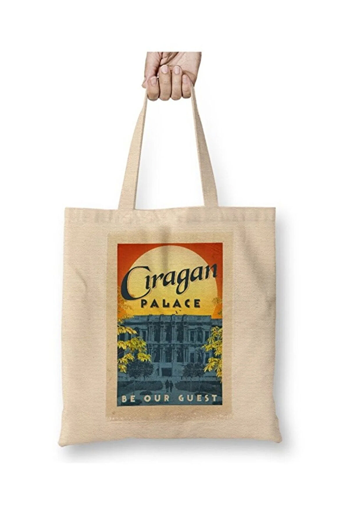 Çırağan Sarayı Bez Çanta Uzun Saplı Alışveriş Çantası Plaj Çantası